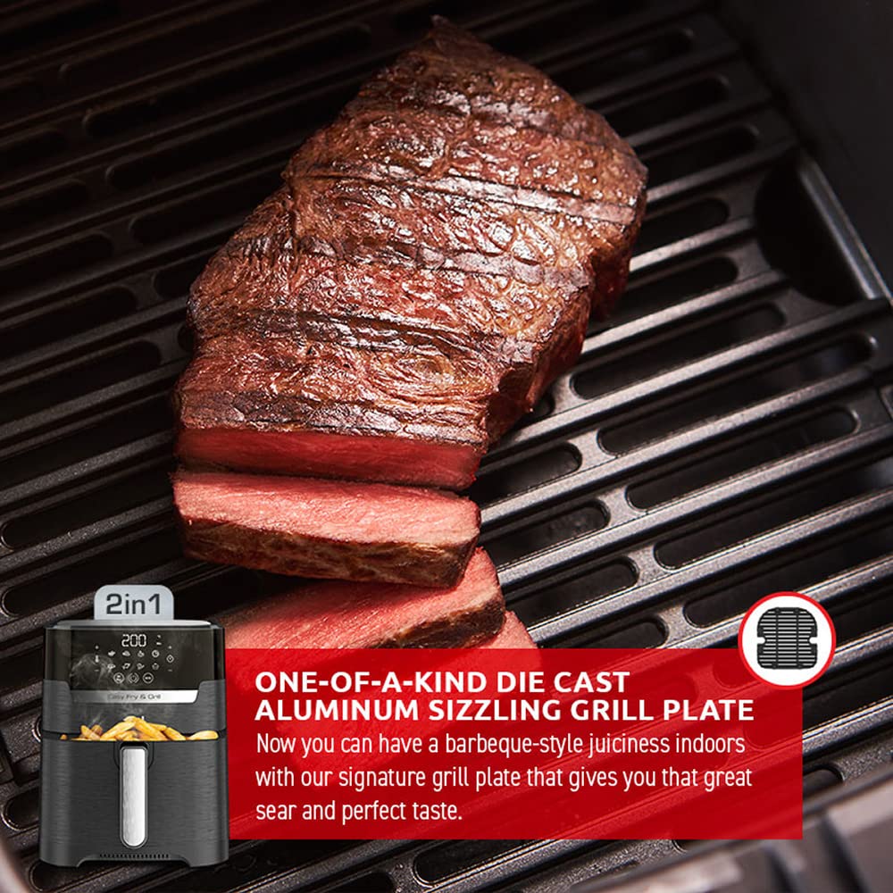 T-fal Freidora de Aire Digital Easy Fry & Grill, ¡La primera Freidora de Aire 2 en 1, con su función única de asar a la parrilla! Cuenta con 8 menús automáticos. Capacidad 4.2 L,EY505850