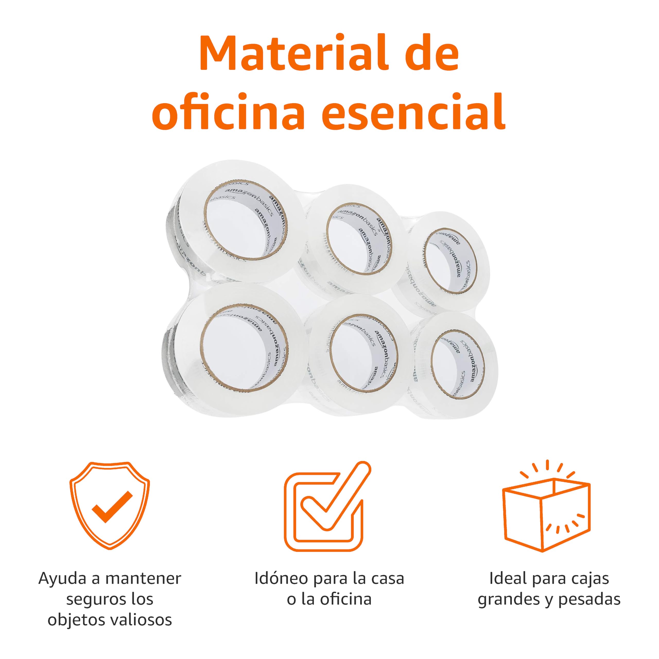 Amazon Basics Packing Tape, Designed for Moving, Storage and Packing, Shipping and Mailing, 1.88-Inch Wide x 109 Yards, Crystal Clear, 6-Pack