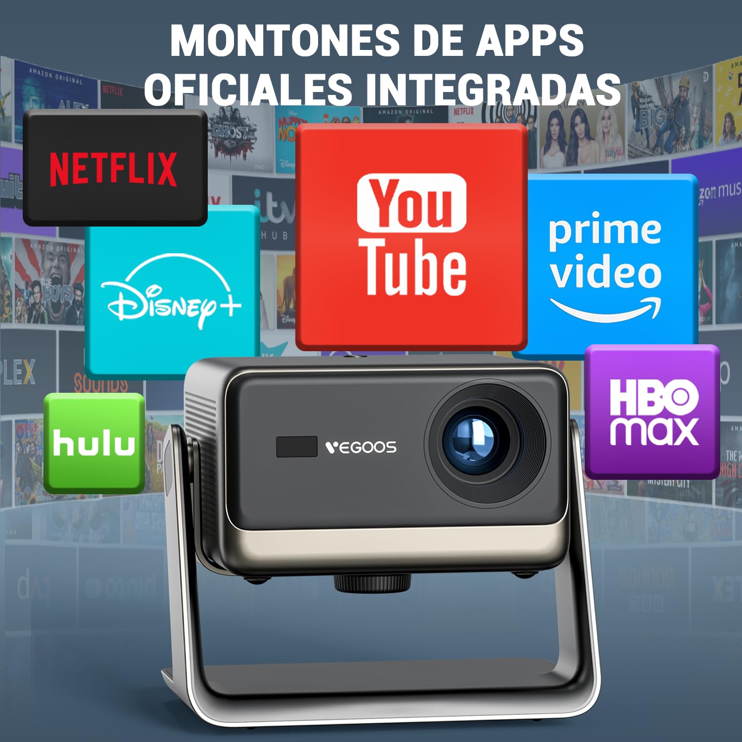 VEGOOS Licencia Netflix Proyector Portatil, Proyectores Inteligente 1080P