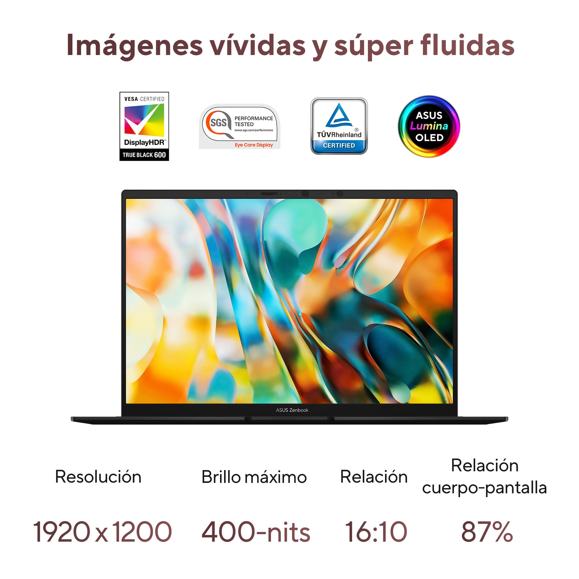 ASUS Zenbook 14 OLED/Ryzen AI 5 340/50 Tops/ 16GB - 512 GB SSD/Reconocimiento Facial/Cargador USB-C + Incluye Funda/Teclado en español (Garantia y Servicio con la Marca en Mexico)