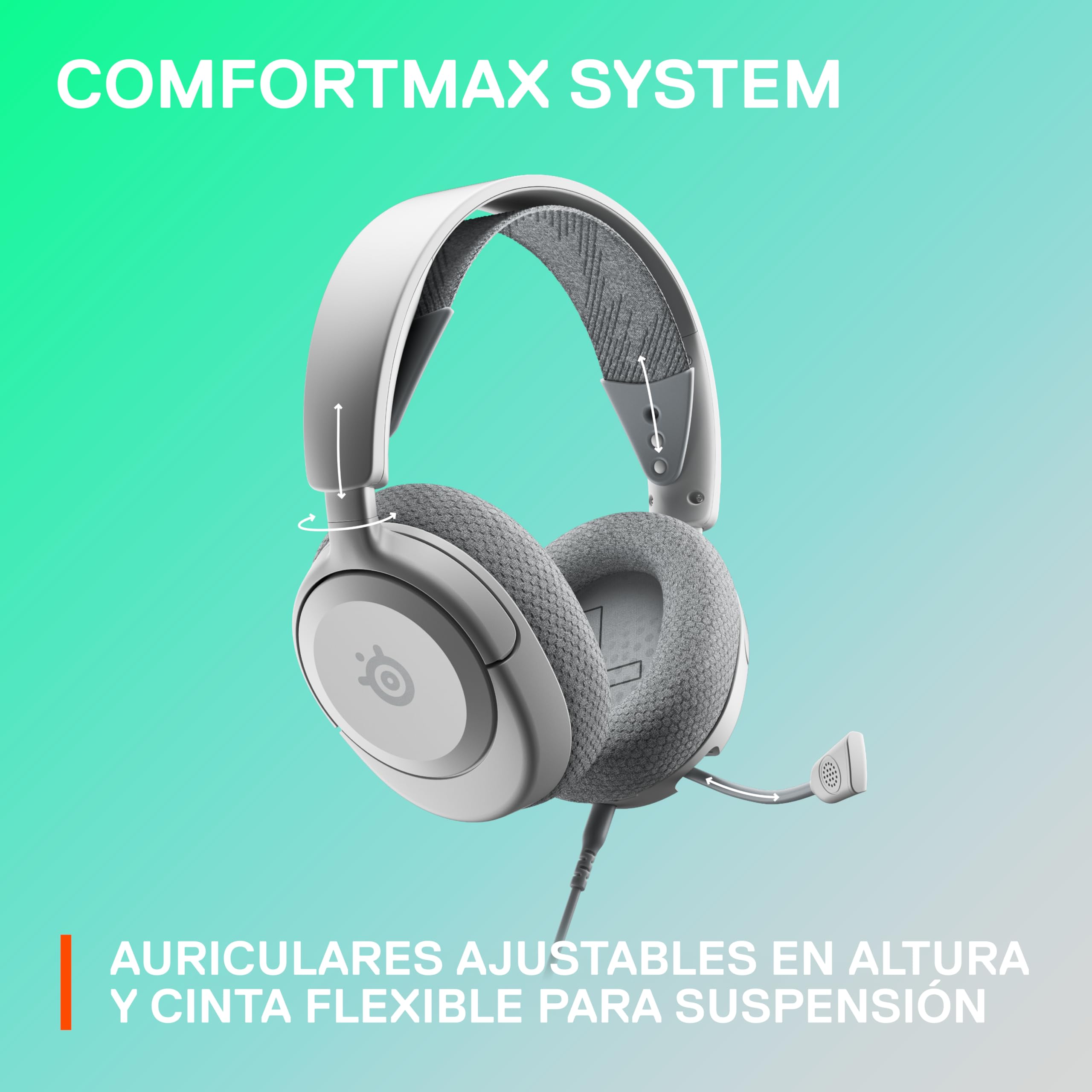SteelSeries Nuevos Auriculares para Juegos multisistema Arctis Nova 1 — Controladores Hi-Fi — Audio Espacial de 360° — Micrófono con cancelación de Ruido — PC, PS5/PS4, Switch, Xbox - Blanco