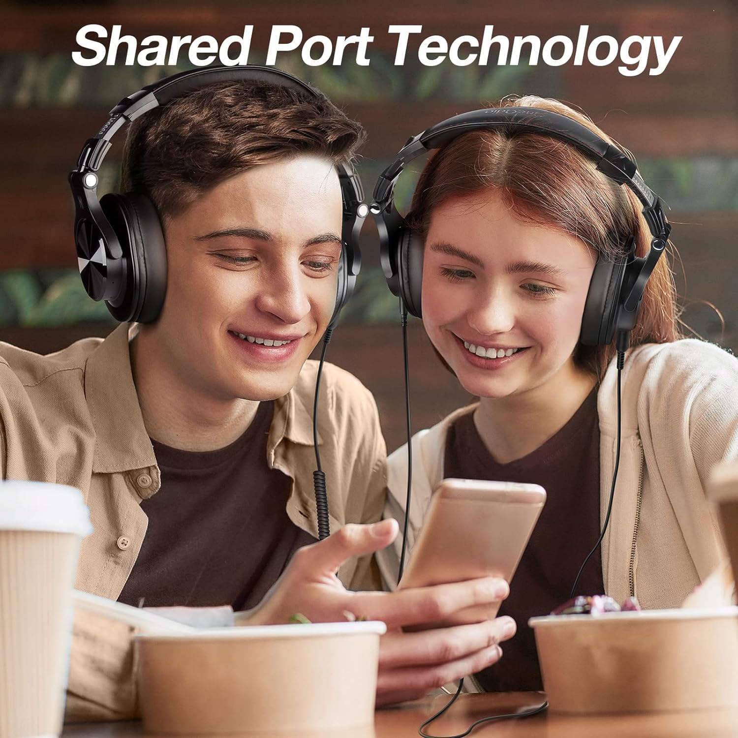 OneOdio A70 - Auriculares Bluetooth sobre la oreja, auriculares inalámbricos con tiempo de reproducción de 72 horas, de alta resolución, micrófono integrado, conector de audio con cable de 3,5 mm/6,35