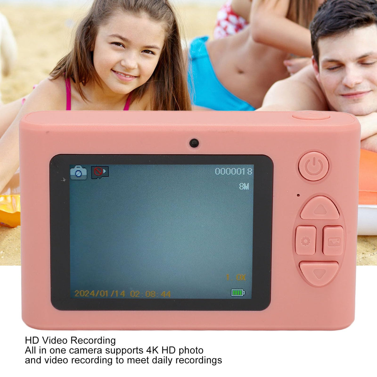 Cámara Micro SLR, Cámara Digital Portátil con Pantalla TFT 4K de 2,4, Zoom Digital 16x, Delgada y Liviana, Resistente a Arañazos, Enfoque Automático para Viajes (Pink)