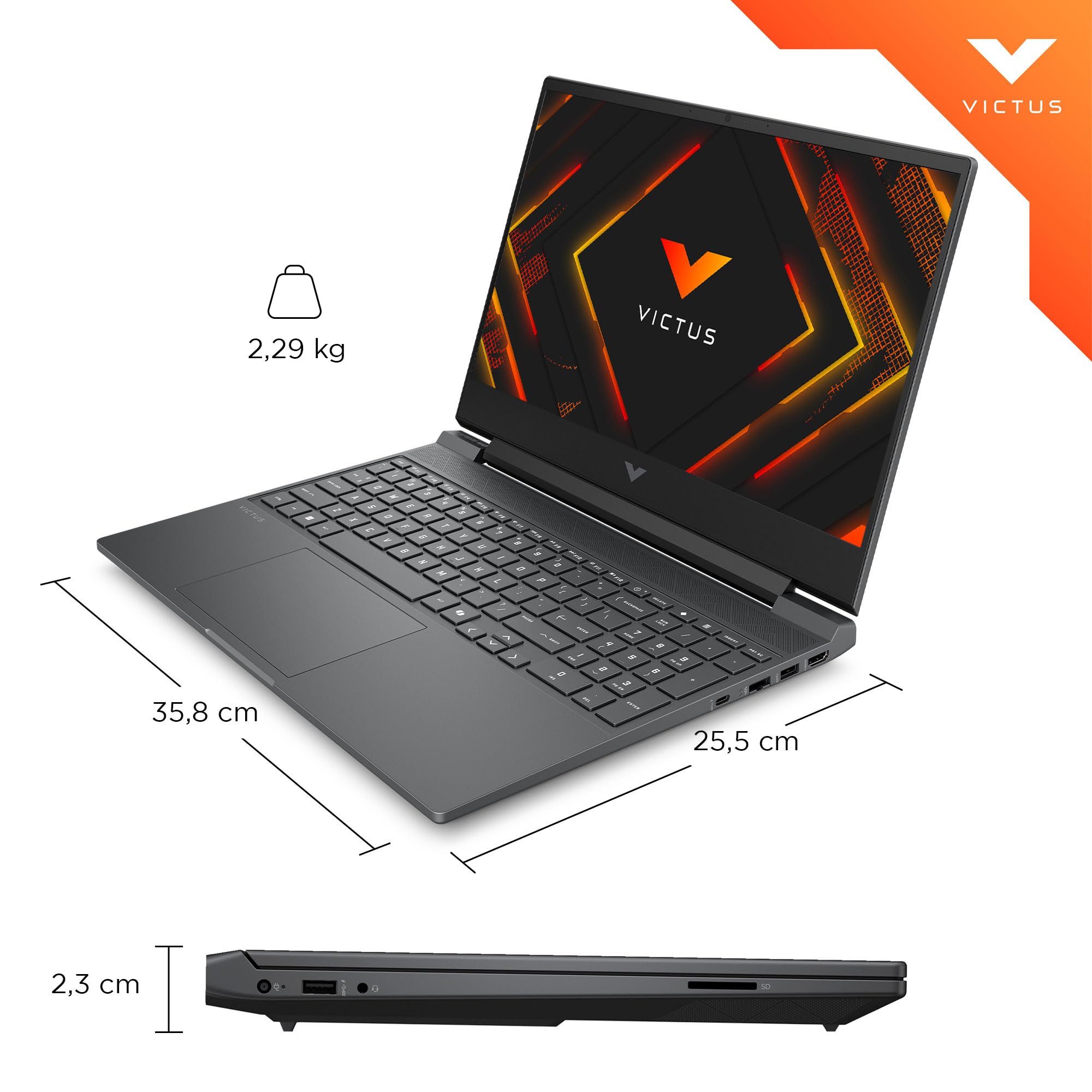 HP Laptop Gaming Victus 15-fb3036la, AMD Ryzen 7, 16 GB RAM, 1 TB SSD, 15.6", FHD, NVIDIA GeForce RTX 4050 (6GB), Windows 11 Home, Teclado en Español, Garantía Mexico, Plata Cromo