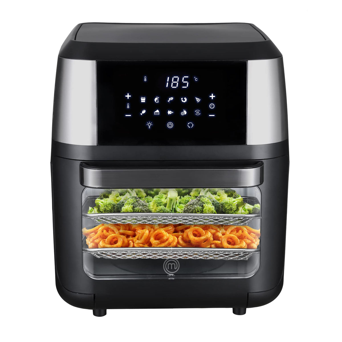 Hukën x MasterChef | Horno Freidora de Aire |10 Funciones para Freír, Hornear, Asar, Rostizar, Deshidratar | Capacidad de 12 Litros | Accesorios Incluidos | Puerta Desmontable | Acero Inoxidable