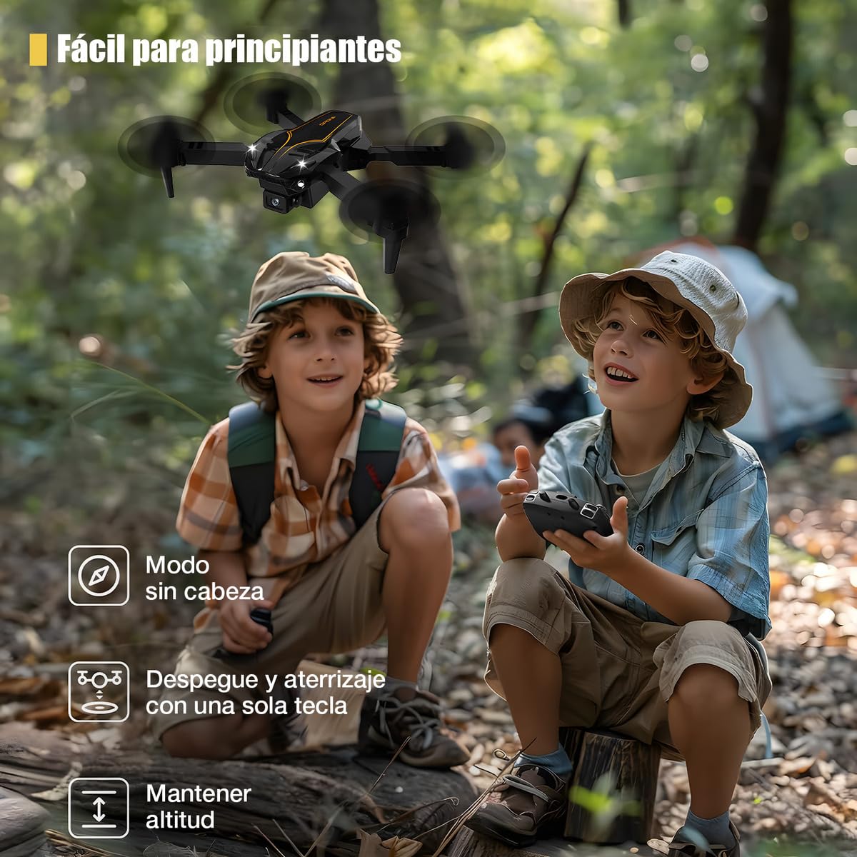 Drones con Camara(s) Wifi Coleccion 2025, 1-4 Baterias 1K/4K/8K (ABSY15 Negro Camara 2 Baterías)