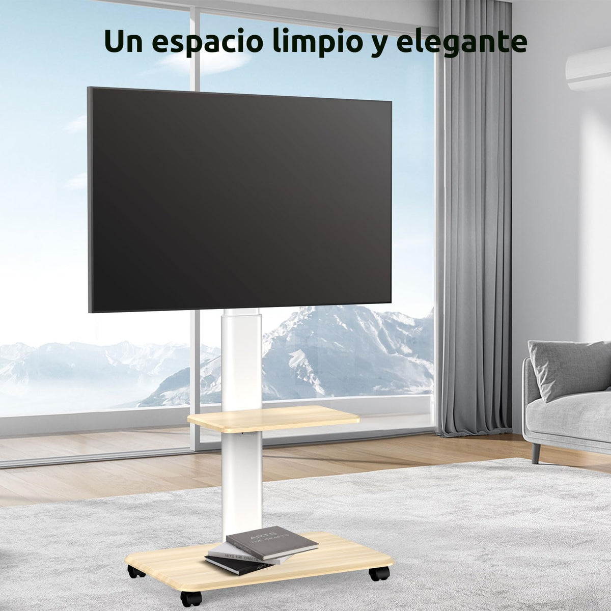 JXMTSPW Soporte para TV con Ruedas Móvil para 32~70 Pulgadas,Soporta hasta 40 KG, MAX VESA 600x400mm,Base para Pantalla Movil Ajustable en Altura Suelo con Bandeja,Carro TV Portátil