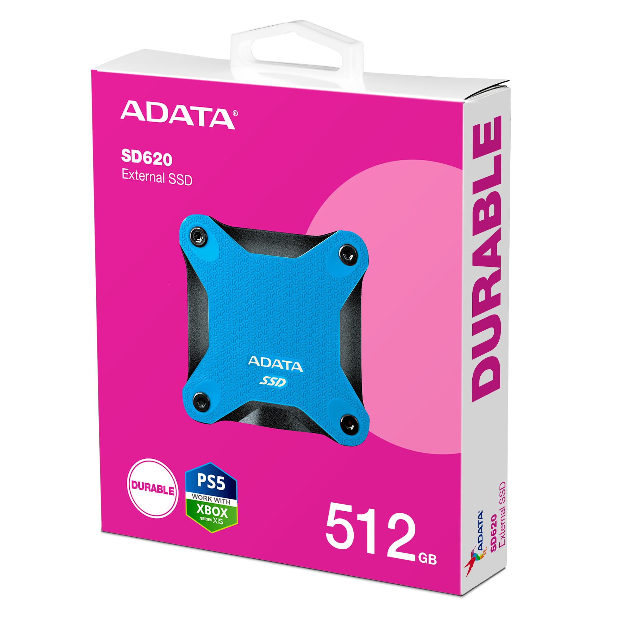 ADATA Unidad de Estado Solido SSD Externo 512GB SD620 USB 3.2 Xbox PS5 (Azul SD620-512GCBL)