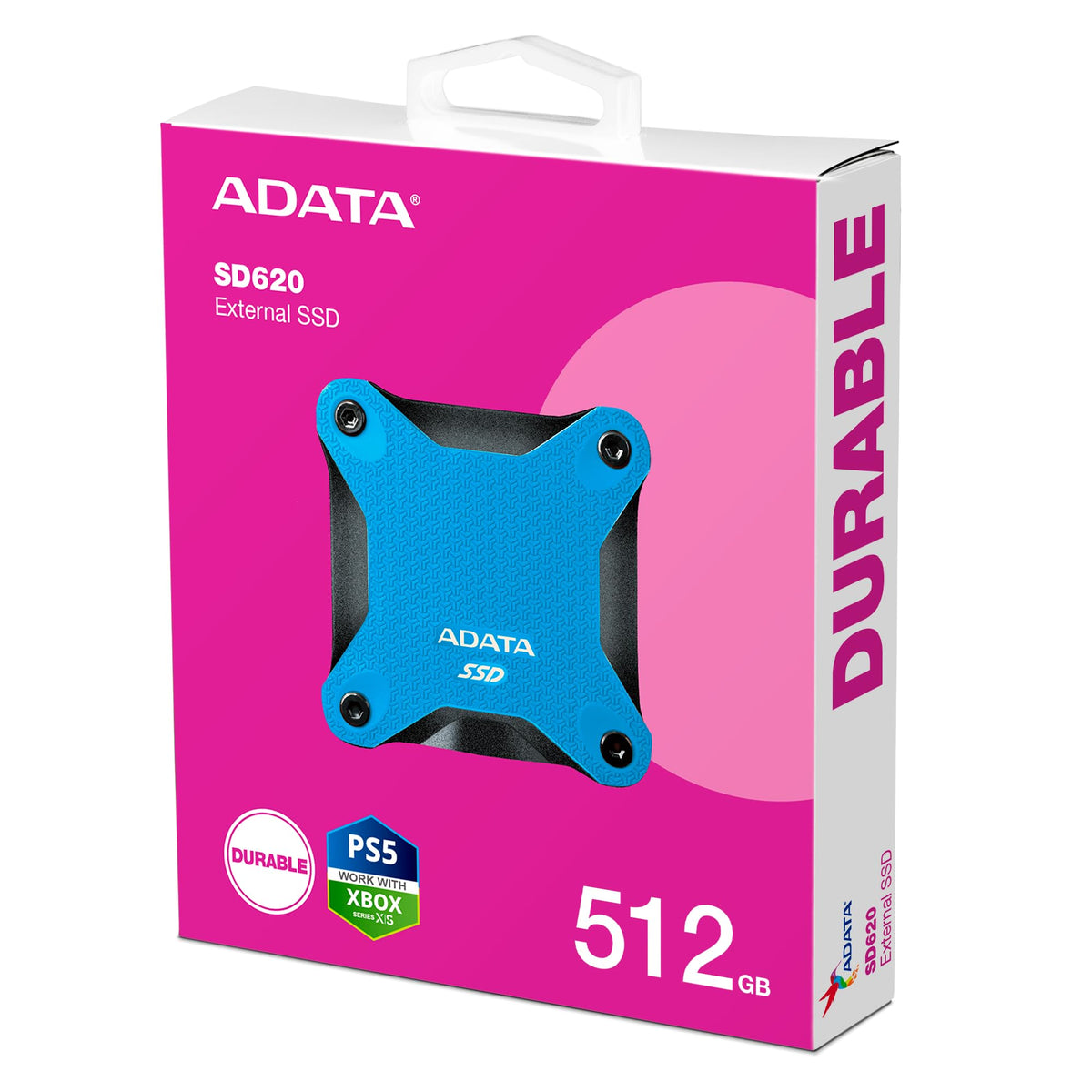 ADATA Unidad de Estado Solido SSD Externo 512GB SD620 USB 3.2 Xbox PS5 (Azul SD620-512GCBL)