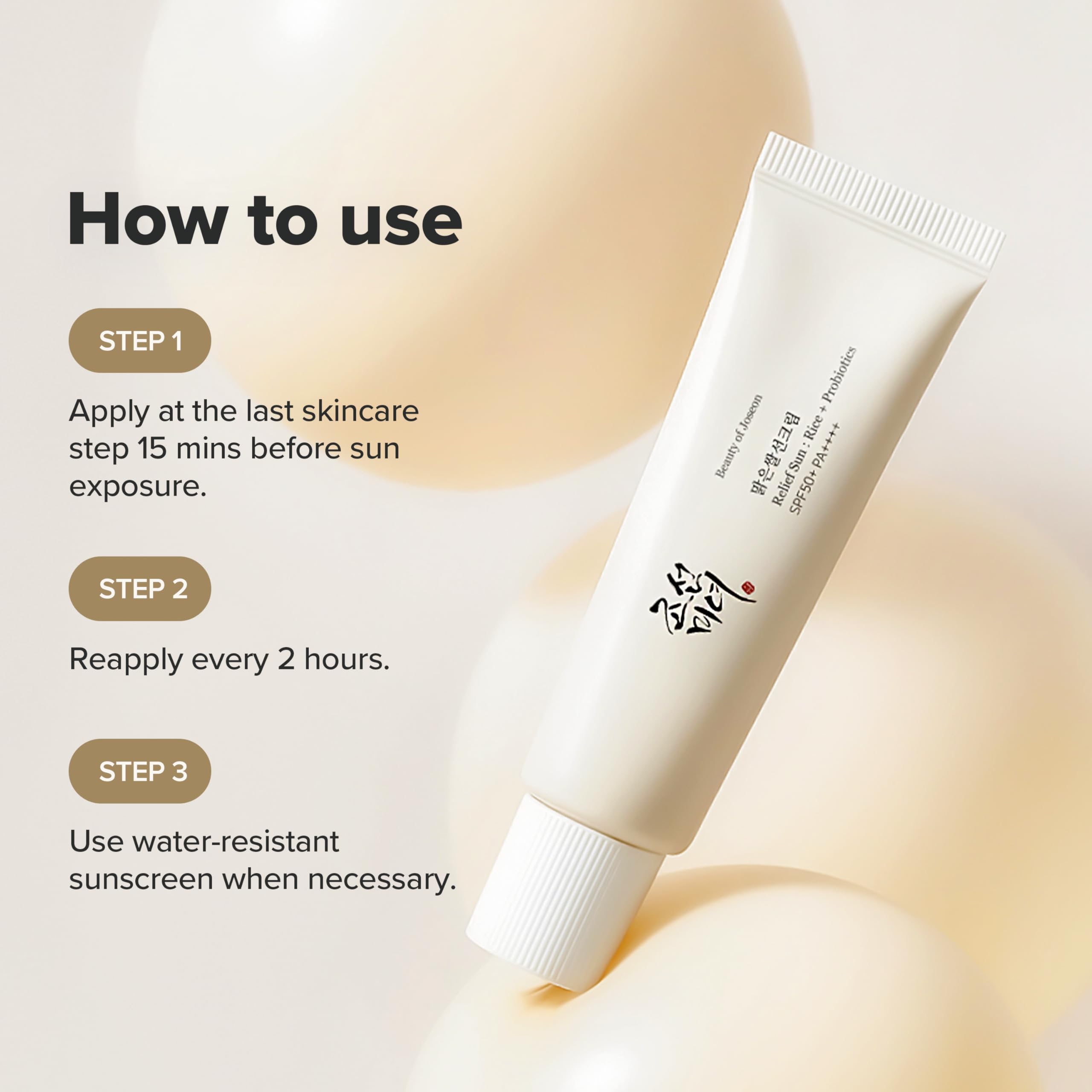 Beauty of Joseon Relief Sun Arroz + Probióticos Protector Solar con SPF50+ PA++++
