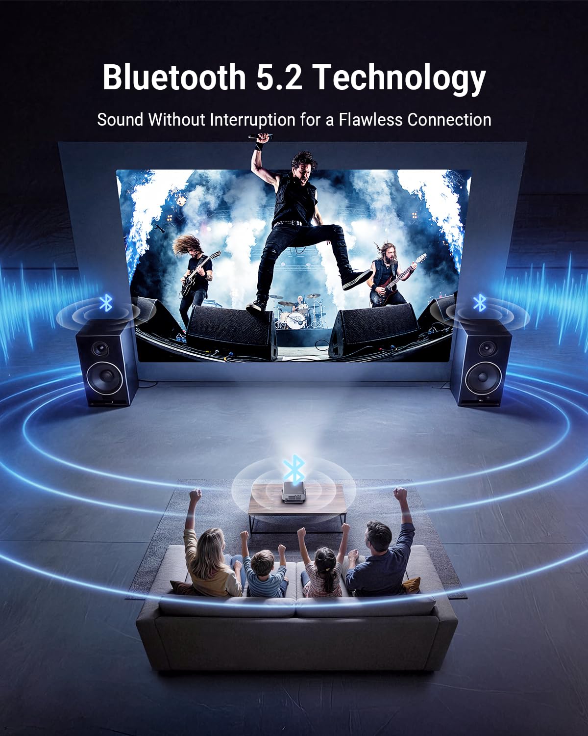 Proyector inteligente 4K [incluido con Google TV Stick]con WiFi y Bluetooth, 2500ANSI, tapa de lente automática, proyector portátil de películas para exteriores con aplicaciones incorporadas, enfoque
