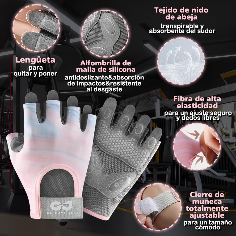 EDECOR Guantes Deportivos, Guantes de Gym con Muñequeras, Transpirables Antideslizantes para Hombre y Mujer con Toalla, para Entrenamiento y Fitness