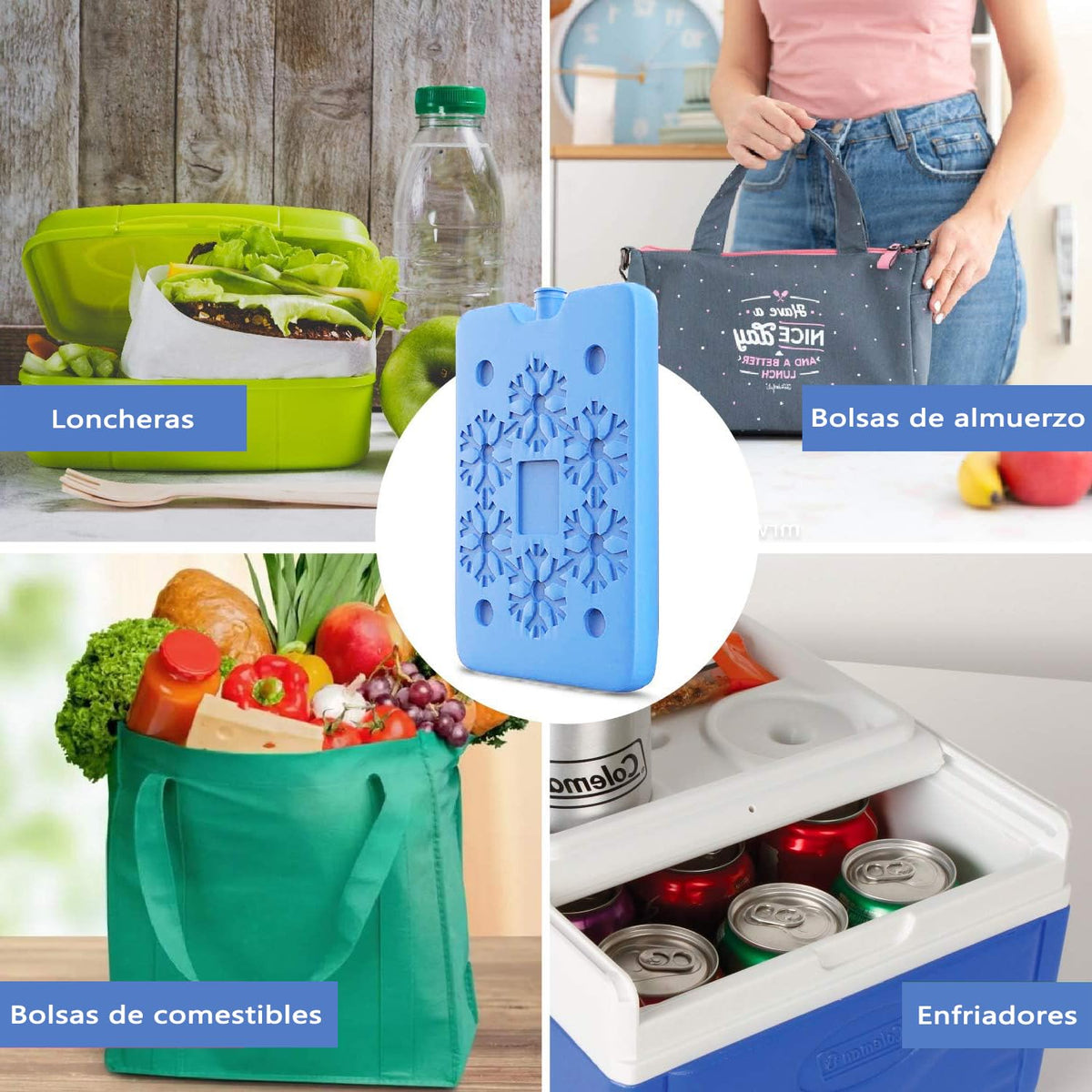 TYWGZVZ Paquete de 8 Hielos Reutilizables para Lonchera, Bolsa de Hielo Ultra Delgada para Hielera, Talla XL, Azul, ¡Mantiene LOS Alimentos FRÍOS por MÁS Tiempo!