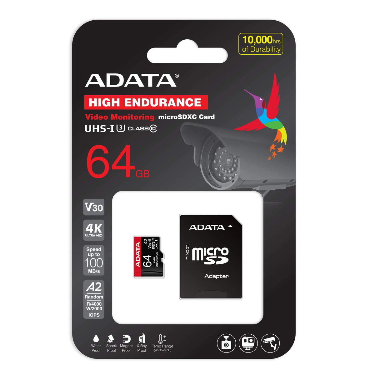 ADATA High Endurance 64GB SPEICHERKARTE Clase 10, UHS-I U3, V30, A2