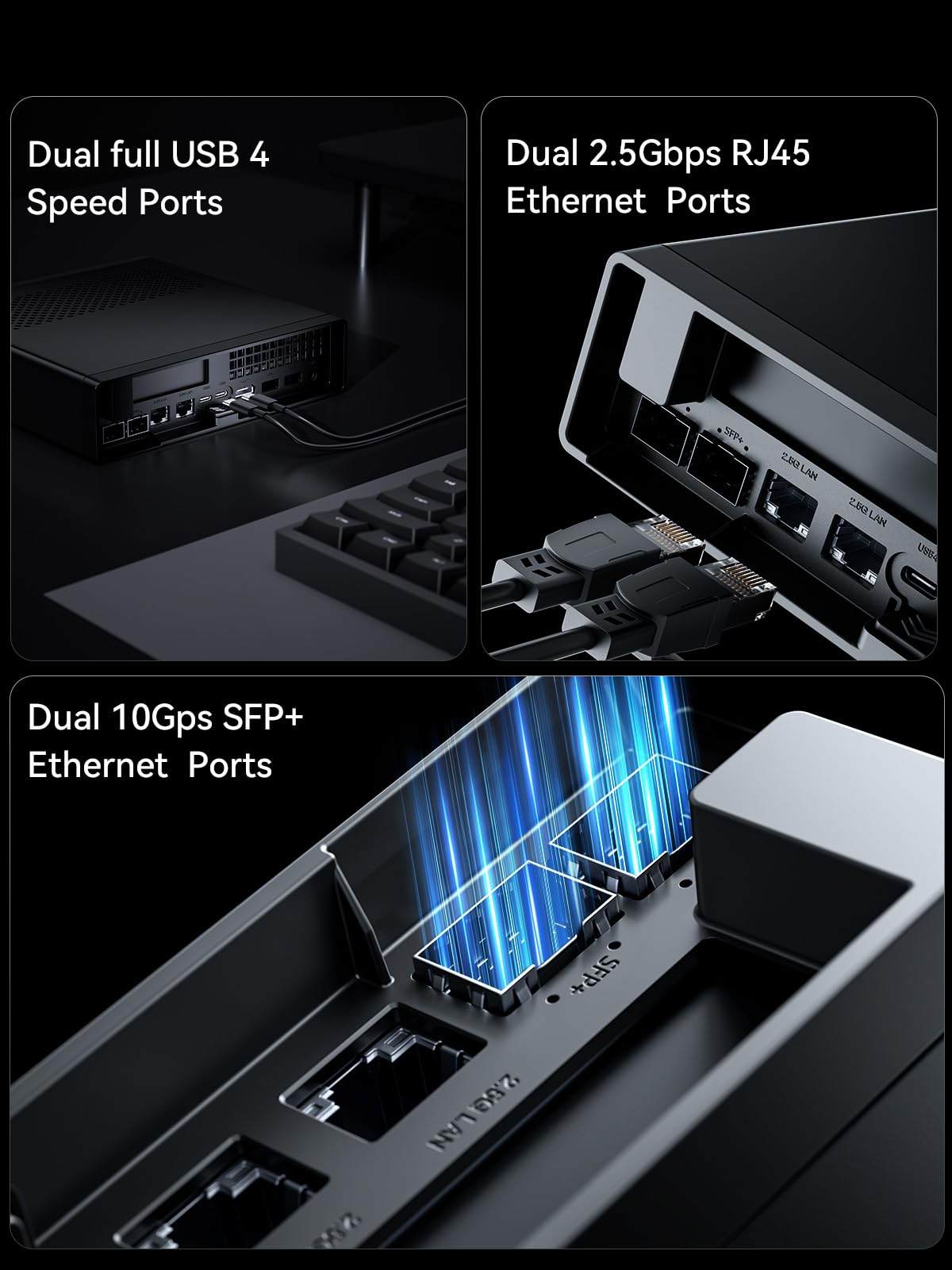 MINISFORUM MS-01 Mini estación de trabajo Intel Core i9-13900H (vPro Enterprise Support) 32GB DDR5 1TB SSD Mini PC, 2x 10Gbps SFP+/2x 2.5G RJ45/2x USB4/HDMI/1x ranura PCIe4.0x16/compatible con 3x M.2