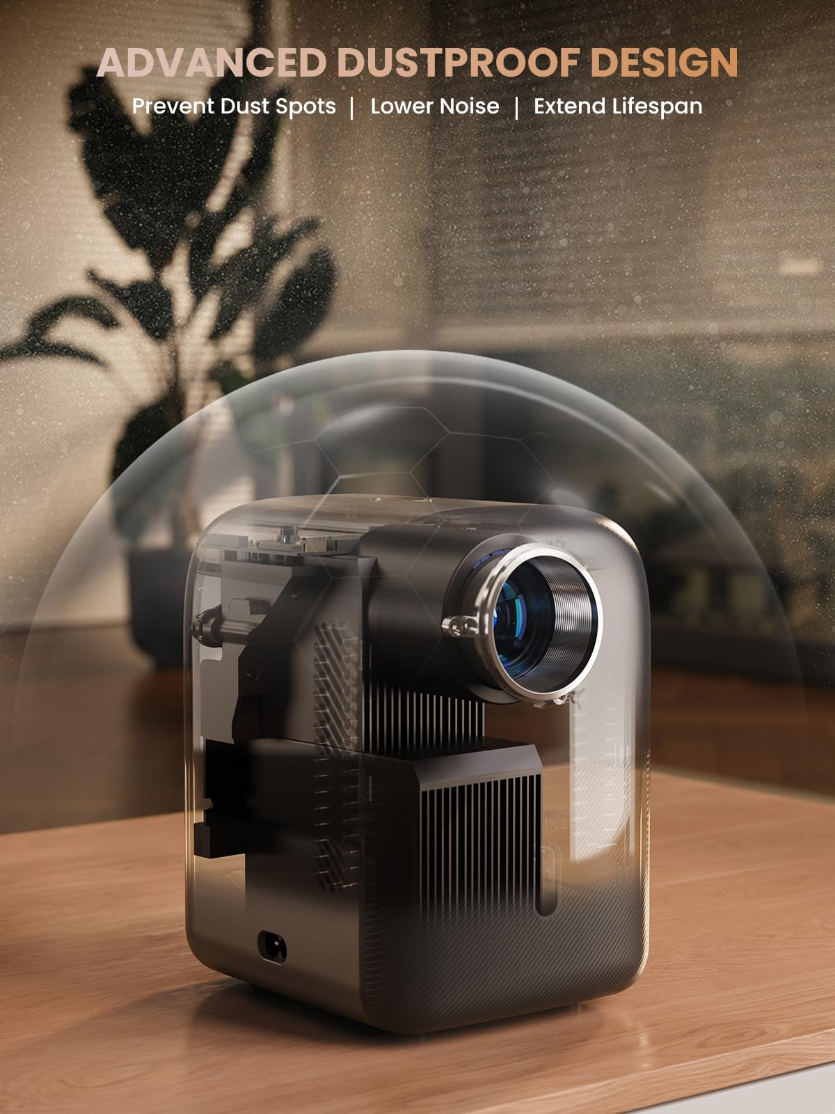 Groview [Mini proyector, proyector portátil Totalmente Sellado con Bluetooth, 75% de Zoom y bajo Nivel de Ruido, proyector de películas para teléfono/portátil/palillo/HDMI/USB