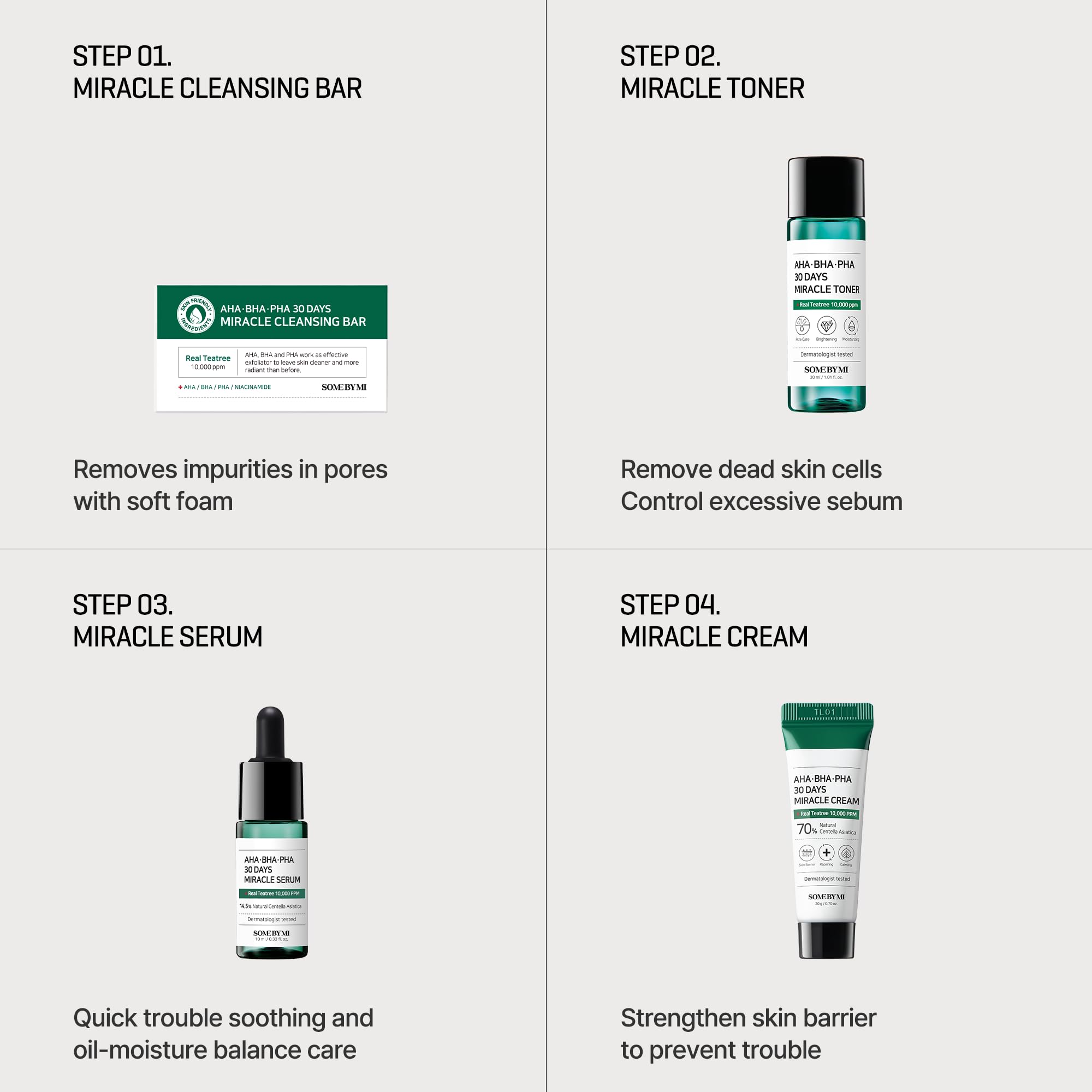 SOME BY MI AHA BHA PHA 30 Days Miracle Starter Kit, 4 Piezas