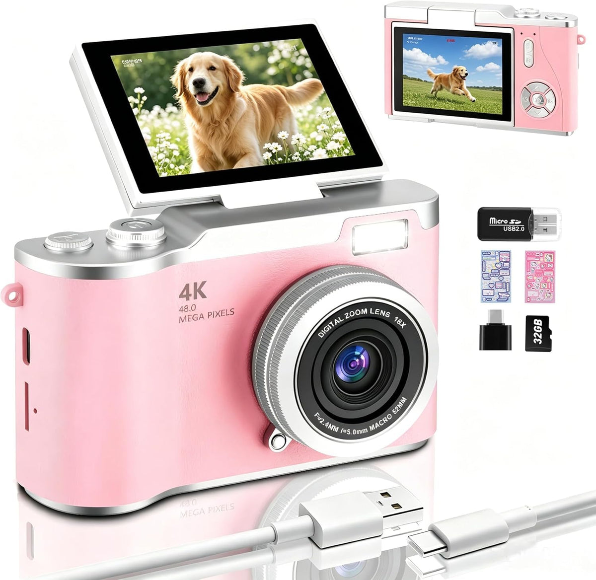 KOZFULE Cámara Digital 4K, Lente De 48 MP, Zoom Óptico de 8X,