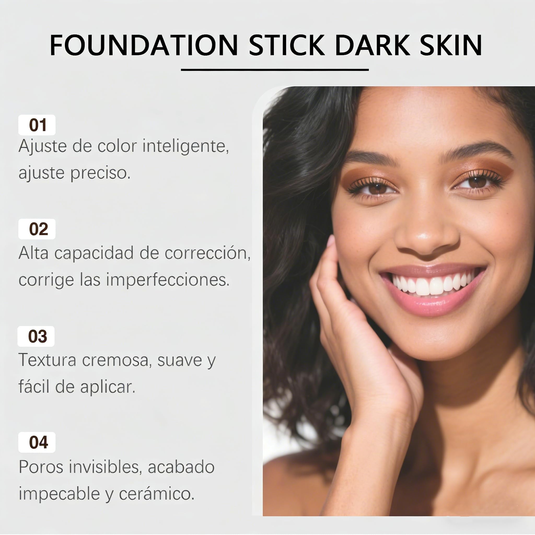 Barra de base, barra de bases decolorada coreana, sper hidratante, manteniendo una cobertura completa del maquillaje de bases de crema hidratante - cepillo desmontable de doble cabeza (Marfil)