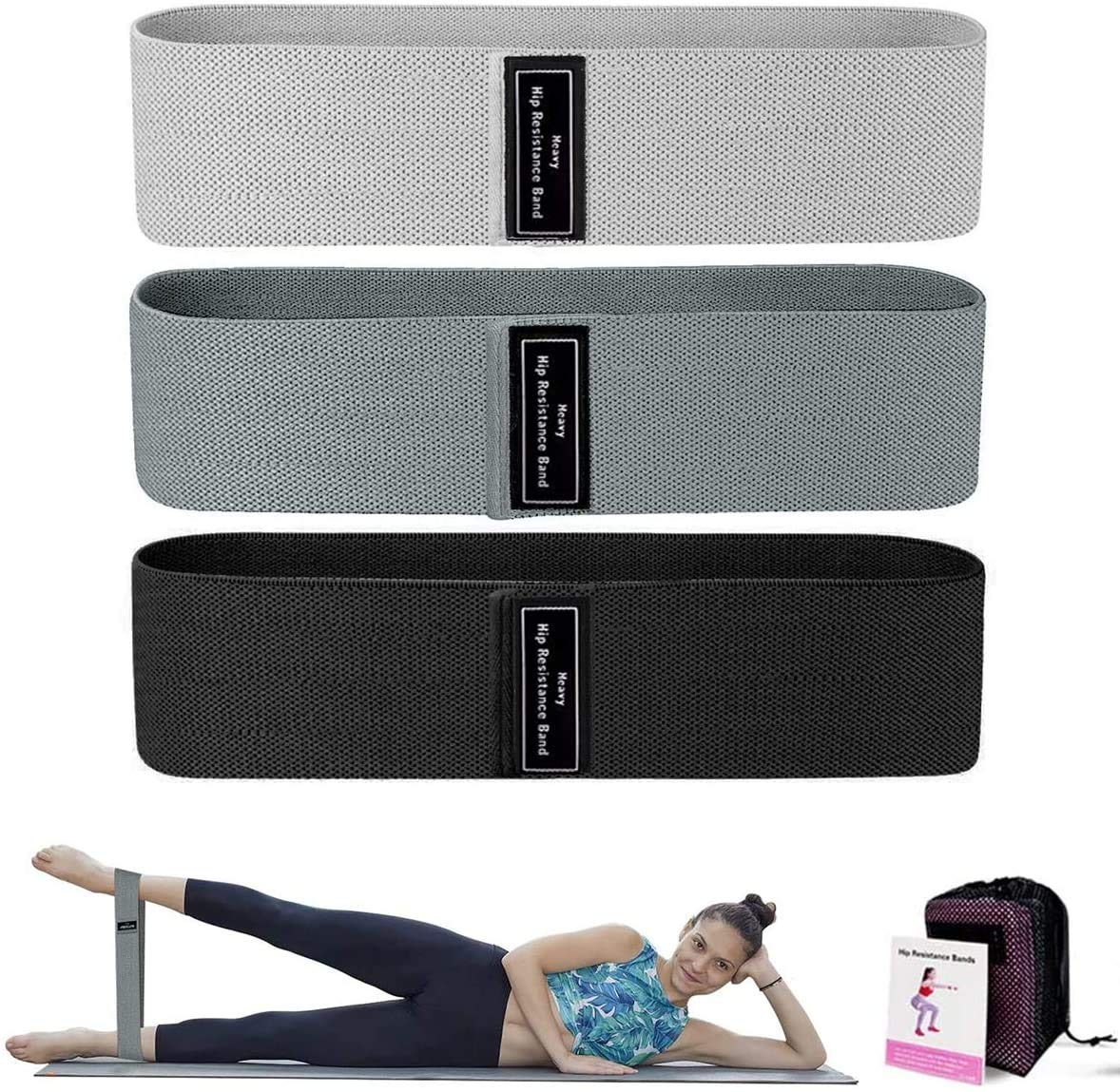 LETTURE Bandas de Resistencia Antideslizante con 3 Niveles, Set de 3 Banda Elastica Musculacion Fitness Bandas de Entrenamiento para Ejercicios de Gluteos, Piernas y Brazos, Yoga, Fitness, Crossfit