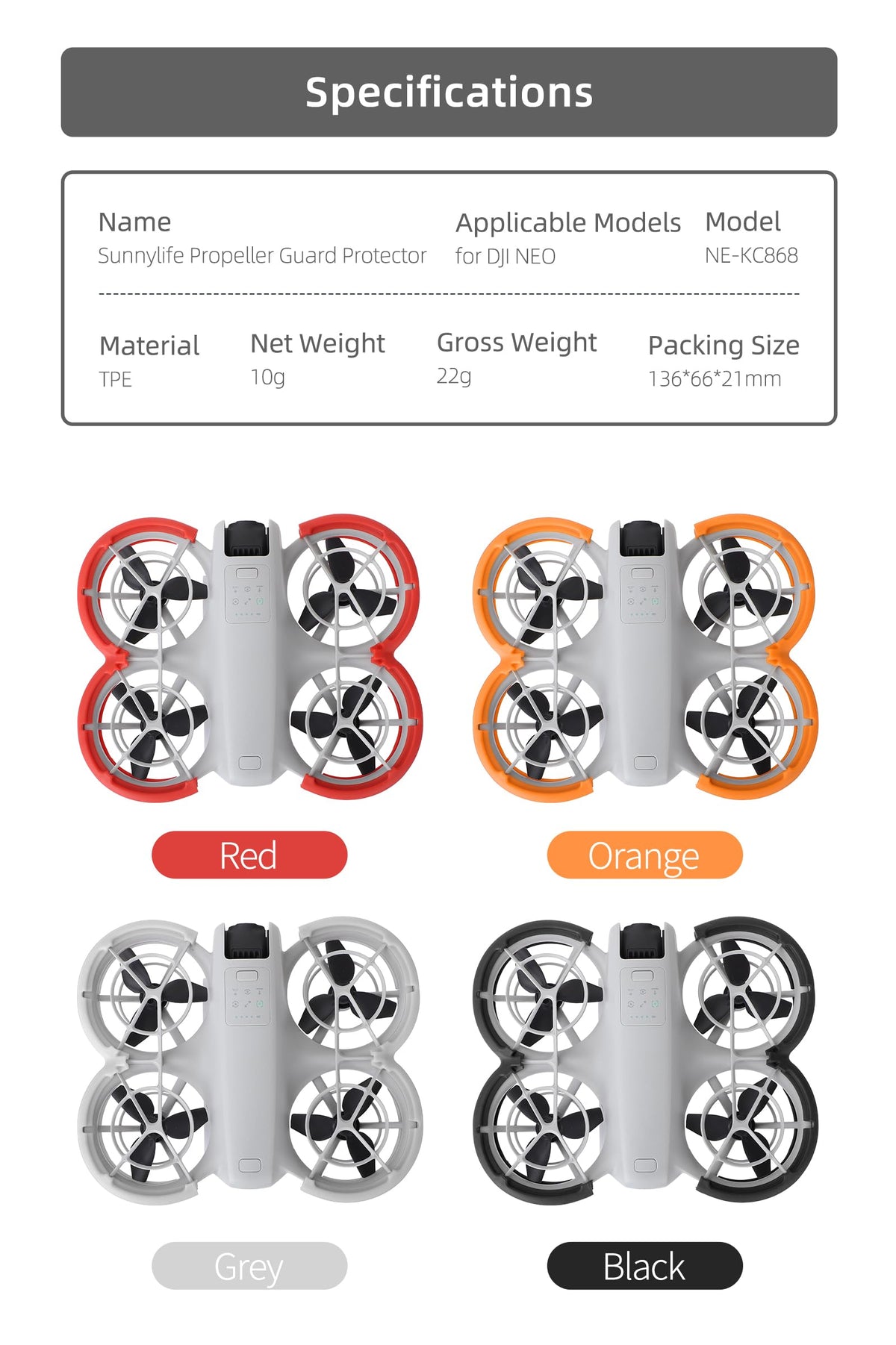 BeisDirect NEO - Protector de hélice para drones DJI NEO para DJI NEO - Anillo protector de anillo de parachoques, protectores de cuchilla de impacto anticolisión para DJI NEO Drone Accesorios