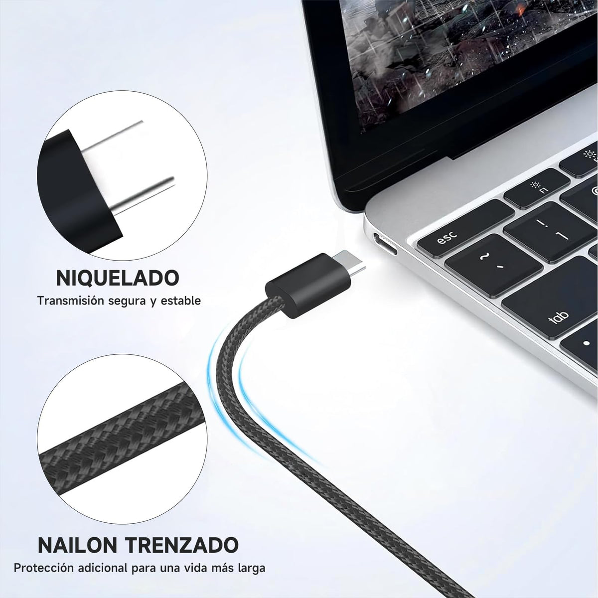 Autbye Cables HDMI, Cable USB C 3.1 a HDMI 1.8M, 4K@30Hz Adaptador Tipo C a HDMI, Compatible con iMac, MacBook, Samsung Galaxy S21 Note 9/8 S8, iPhone 15/15 Plus/15 Pro/ 15 Pro MAX, Huawei, iPad