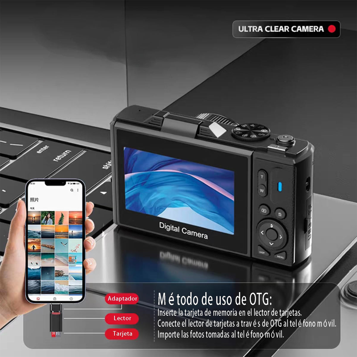 Cámara Digital de 64 MP, Pantalla de 3 Pulgadas, Vídeo 4K, Zoom 18X, Detección de Rostros, Estabilización, Lapso de Tiempo, Cámara Lenta, Recargable, Transmisión en Vivo para