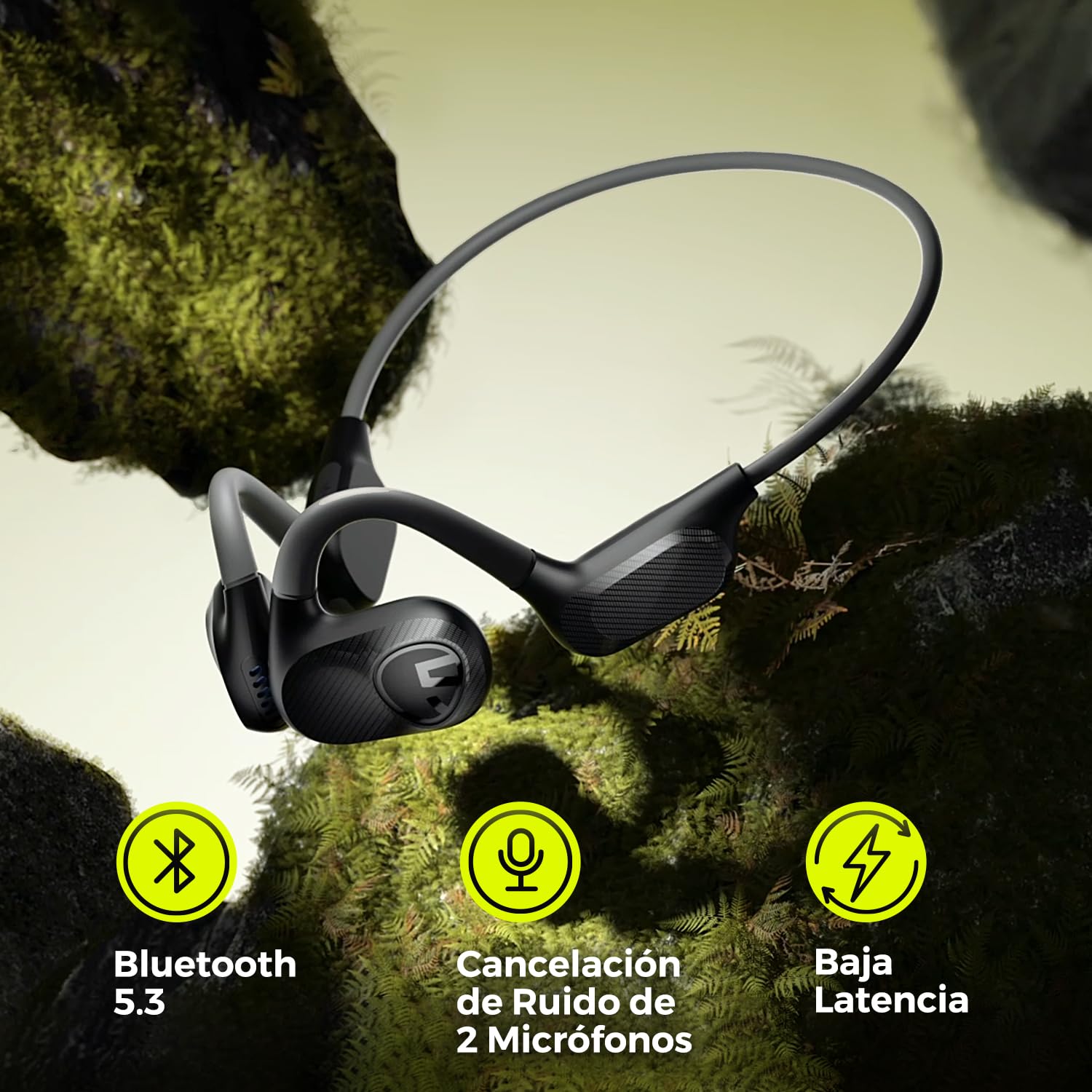 SoundPEATS Runfree Lite2 Audífonos Bluetooth Inalámbricos de Conducción de Aire, Audífonos de Oído Abierto Altavoces de 16.2mm Bajos Potentes Llamadas Claras para Deportes con Aplicación