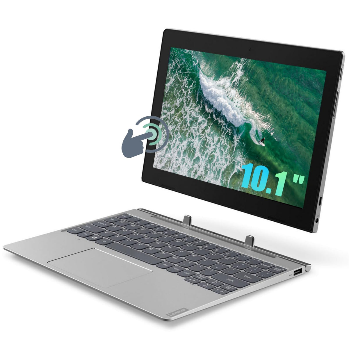 Lenovo IdeaPad D330-10IGM 2 en 1 Portátil con Pantalla táctil con Teclado, Intel Celeron N4000, 64GB SSD, 4GB de RAM, Tablet PC de 10,1", Windows 10 Pro (Renovado)