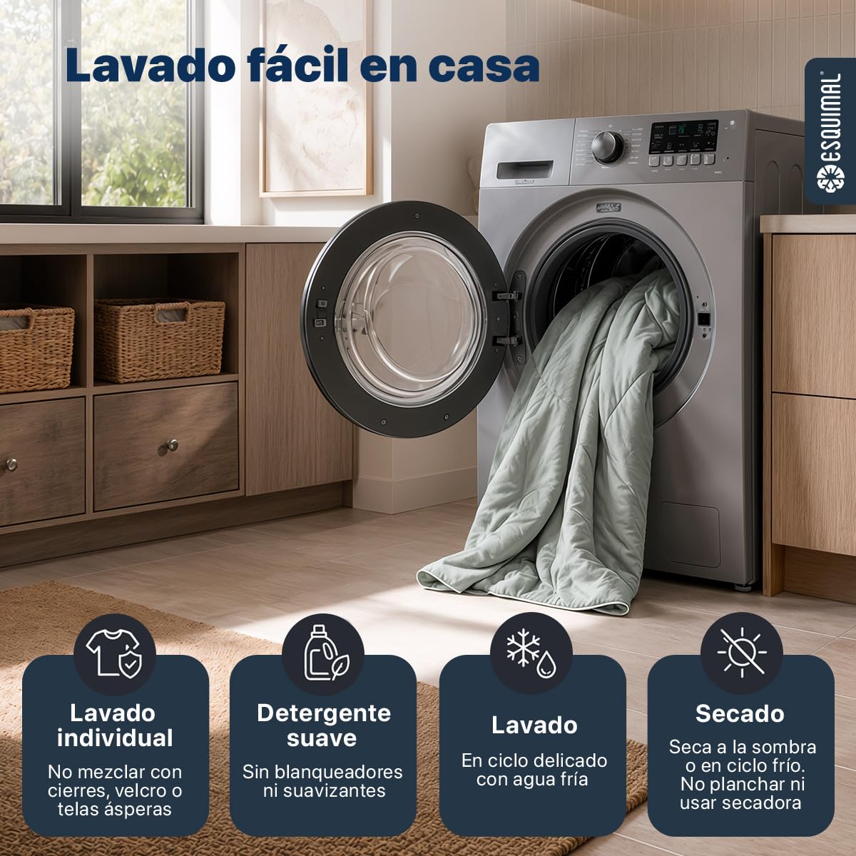 ESQUIMAL Cobija Refrescante FreshTouch + Fundas – Fría al Contacto, Ligera, Ideal para el Calor, Reduce 2-5°C, Certificado Oeko-Tex, Doble Vista (Verde, Matrimonial)