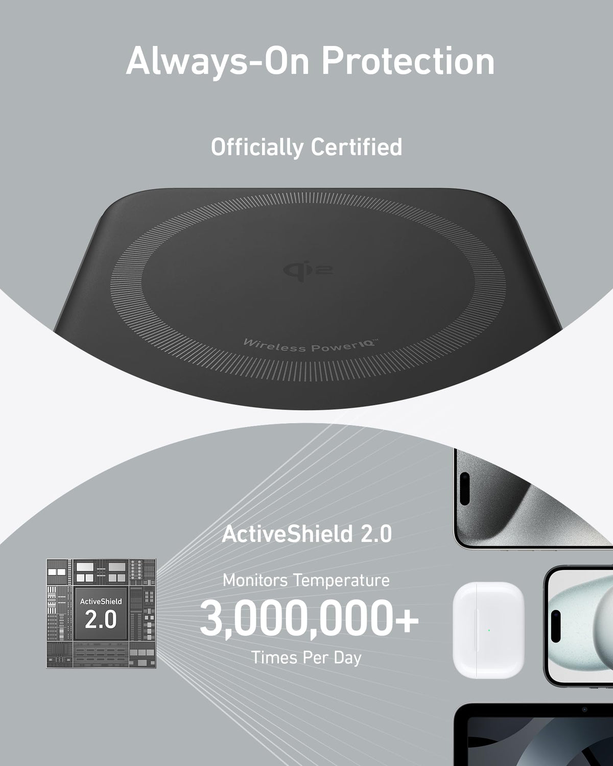Anker Power Bank MagGo, Certificado Qi2 de Carga Ultra rápida de 15W Compatible con MagSafe,10000mAh con Pantalla Inteligente y Soporte Plegable, Solo para iPhone 15/14/13/12 (Incluye Cable USB-C)
