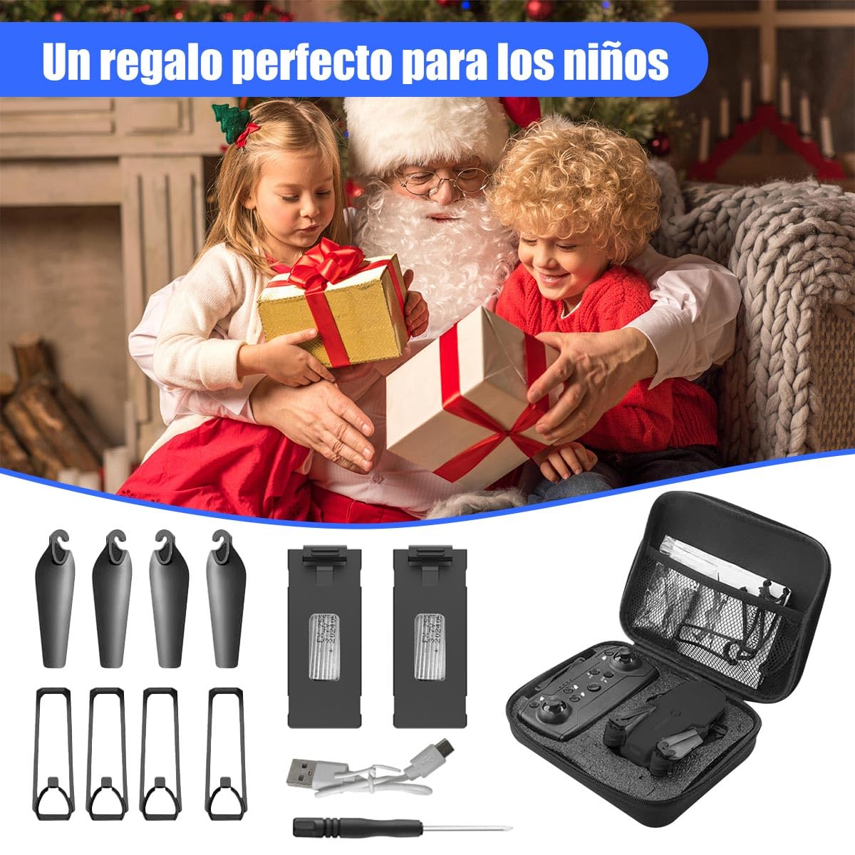 Mini Drone con Cámara, 4K Dual Hd Drone Control Remoto Posibilidad de Giro de 360°, Drones Antisísmicos Rastrear El Vuelo de 100 Metros, Dron con Camara para Adolescentes Principiantes Regalo