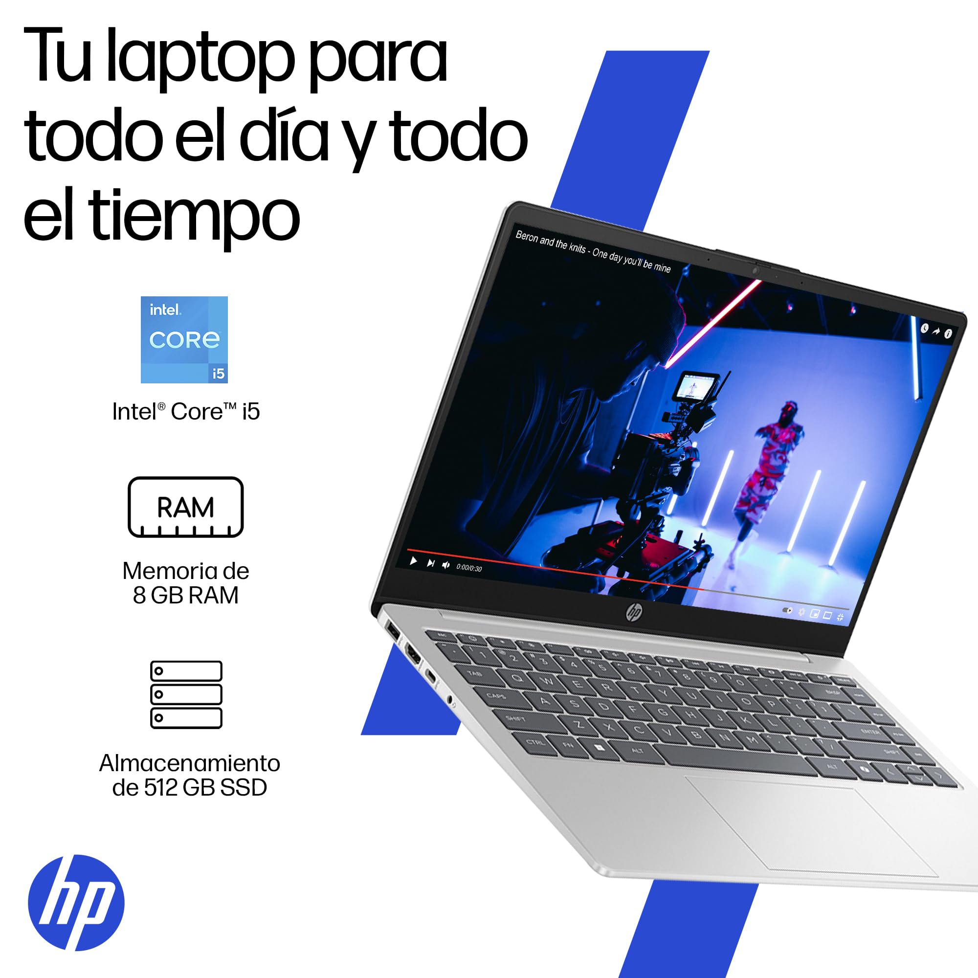 HP Laptop 14-ep0252la, Intel Core i5, 8 GB, 512 GB SSD, 14", FHD, Windows 11 Home, Teclado en Español, Garantía México, Plateado