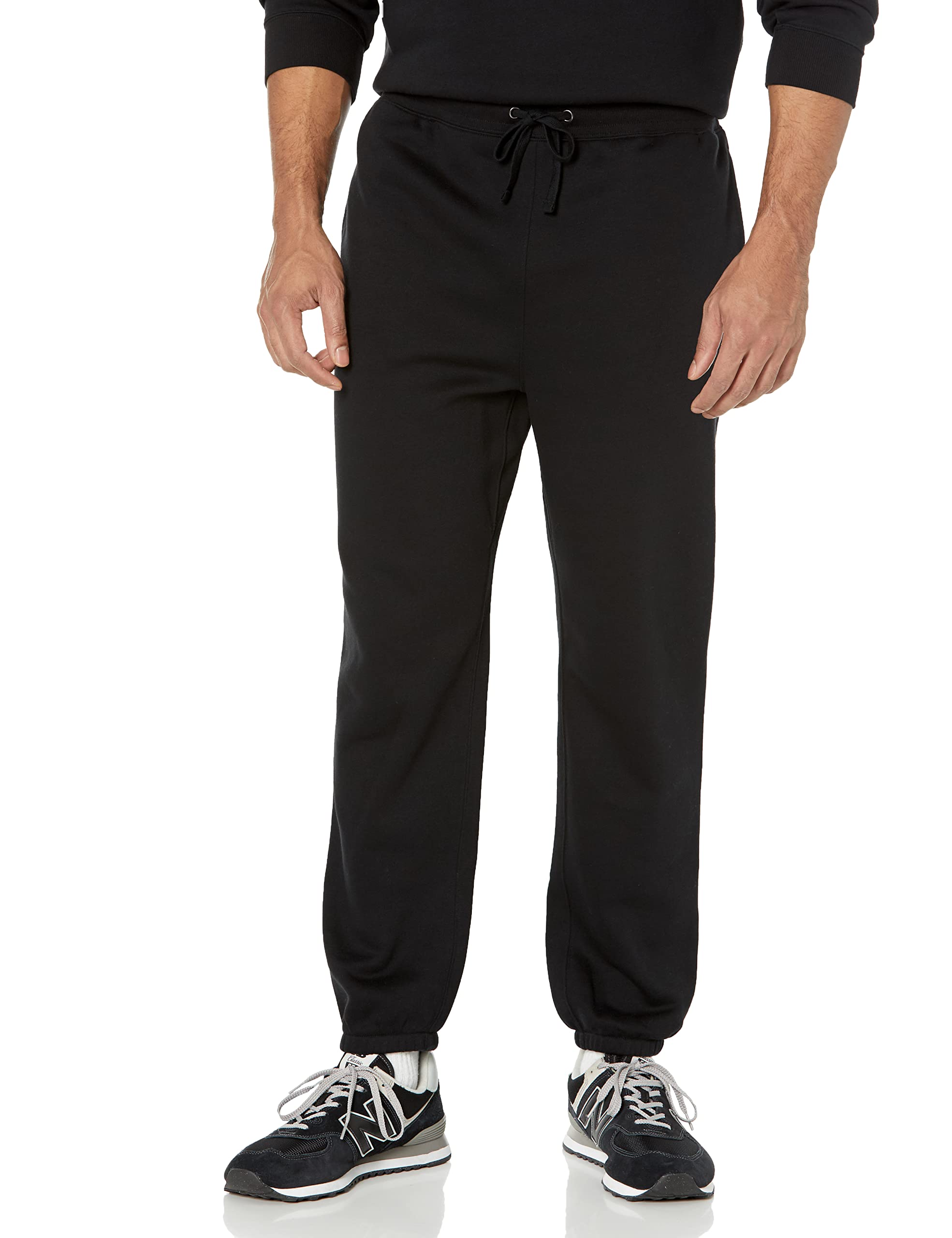 Amazon Essentials Men's Relaxed-Fit Closed-Bottom Sweatpants (Available in Big & Tall), Black, Medium