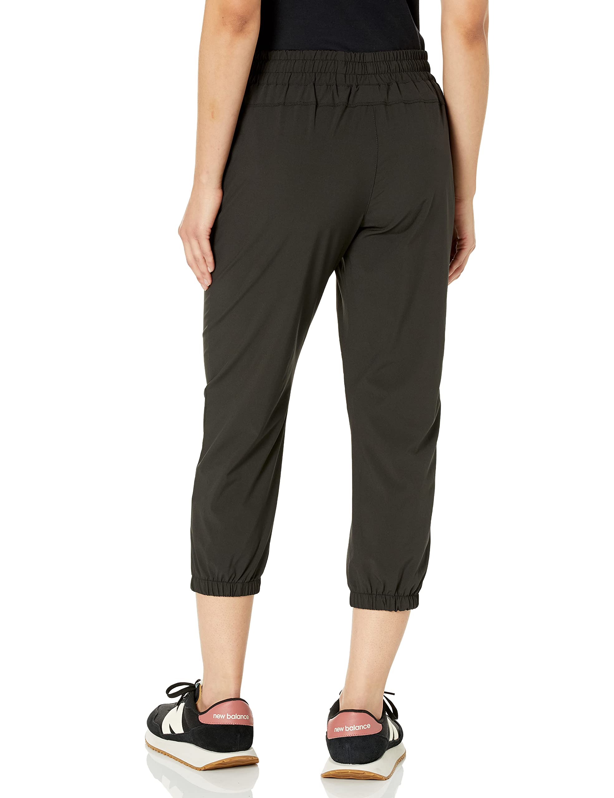 Amazon Essentials - Pantalón deportivo elástico para mujer, color negro, talla G