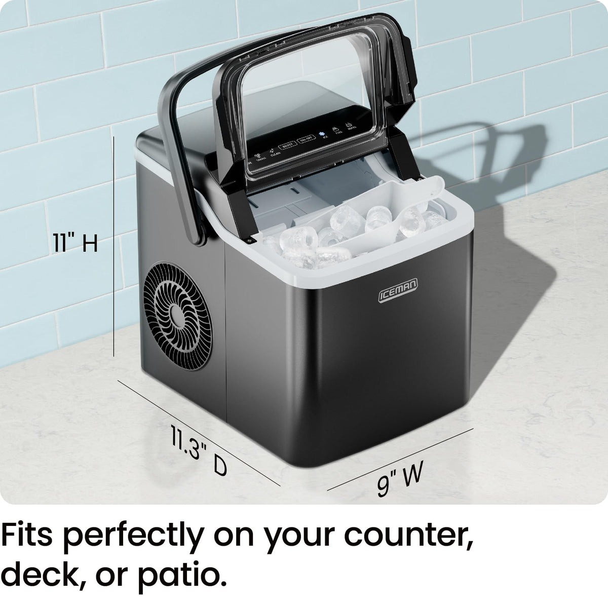 ICEMAN - Encimera de máquina de hielo de doble tamaño, máquina de hielo portátil, máquina de hielo grande y pequeña con autolimpieza, 9 cubos en 7 minutos, 22 libras/24 horas, para el hogar, cocina