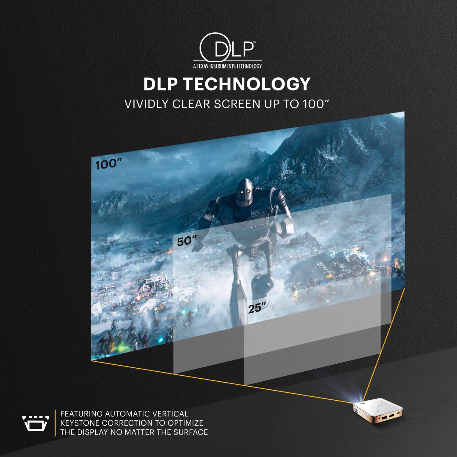 KODAK - Miniproyector de vídeo portátil Pocket Pico DLP 1080p HD LED, pantalla de 80 pulgadas, controles con botones táctiles, altavoz incorporado, batería recargable de 150 minutos, HDMI, USB y microSD