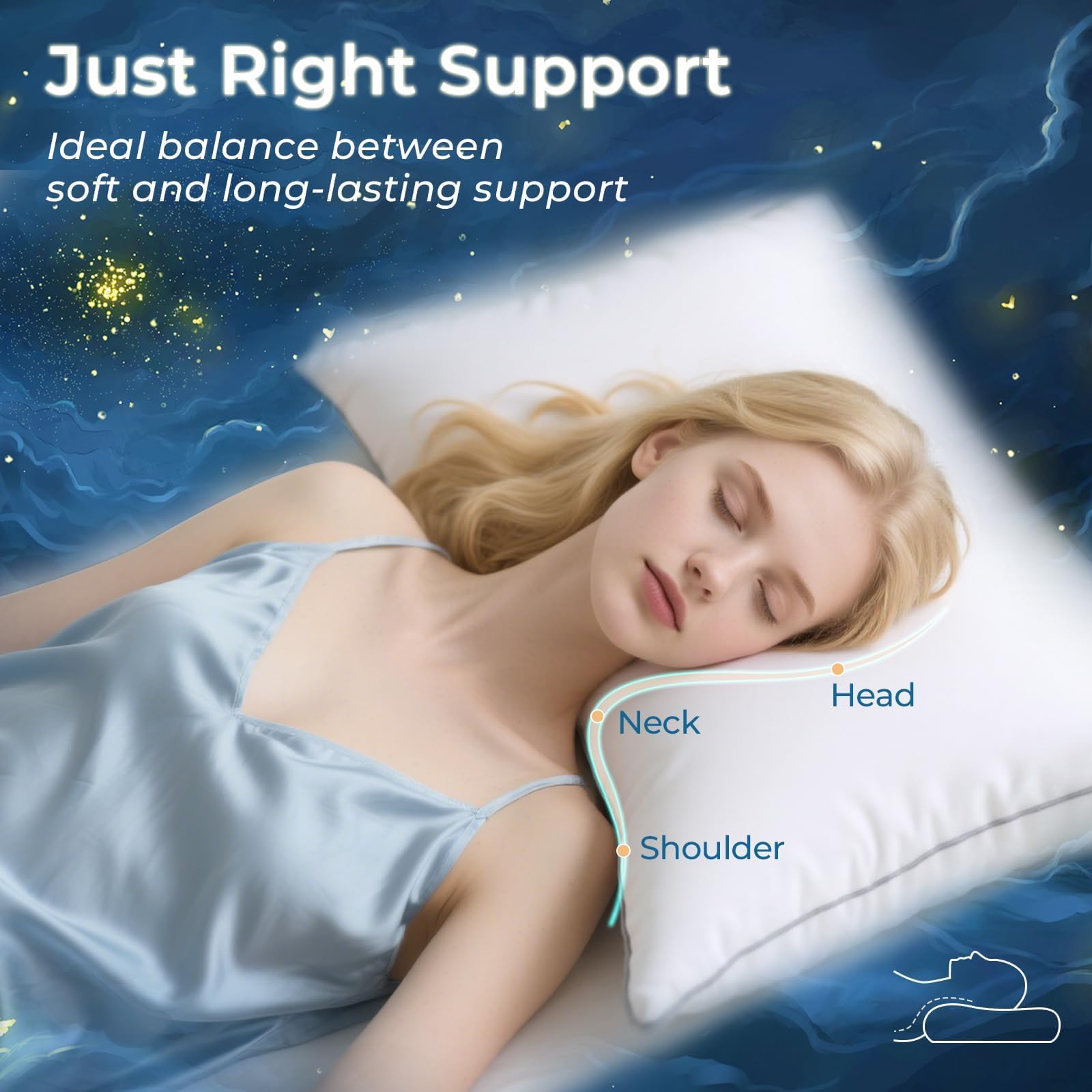Sasttie Almohadas Tamaño Estándar Juego de 4, Almohadas de Cama para Todo Tipo de Durmientes, Relleno Alternativo Certificado Oeko-Tex, Calidad Hotelera y Lavables a Máquina