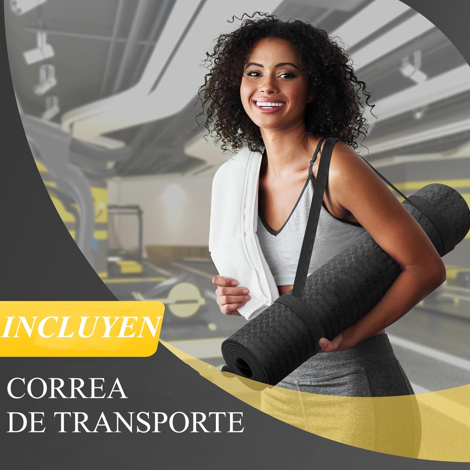 183 x 61CM Tapete de Yoga Antideslizante, Tapete para Ejercicio de Material TPE Ecológico, Portátil Esterilla para Yoga de 6mm Grosor, Tapete de Pilates Antiderrapante Grueso Mat de Ejercicio Gimnasio