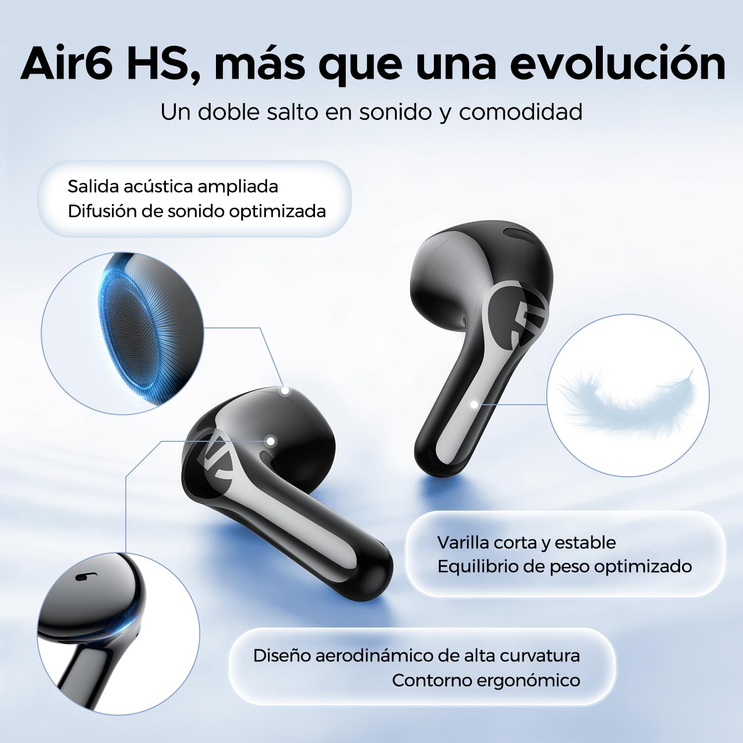 SoundPEATS Air6 HS Audífonos Inalámbricos Semi-in-Ear Hi-Res LDAC