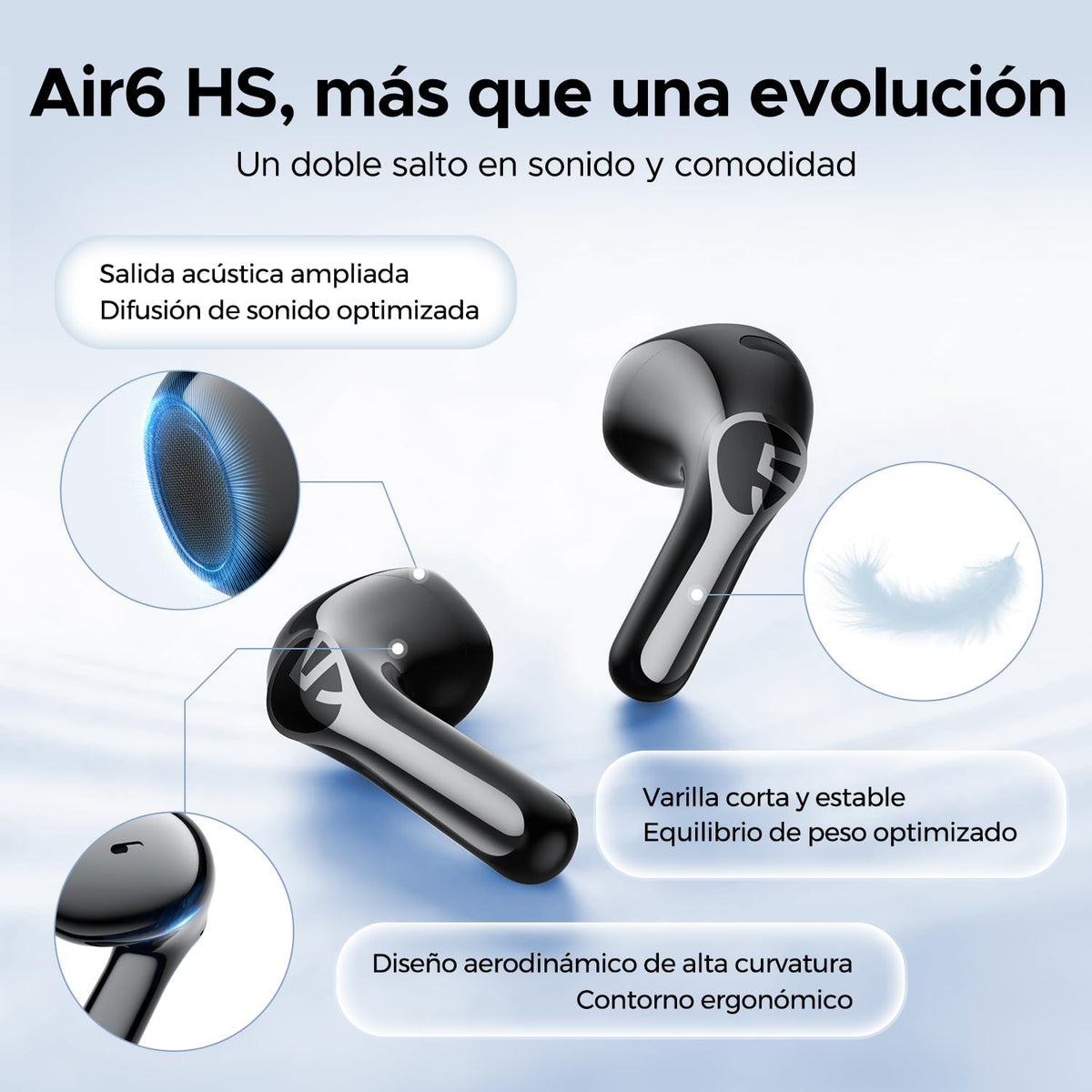 SoundPEATS Air6 HS Audífonos Inalámbricos Semi-in-Ear Hi-Res LDAC