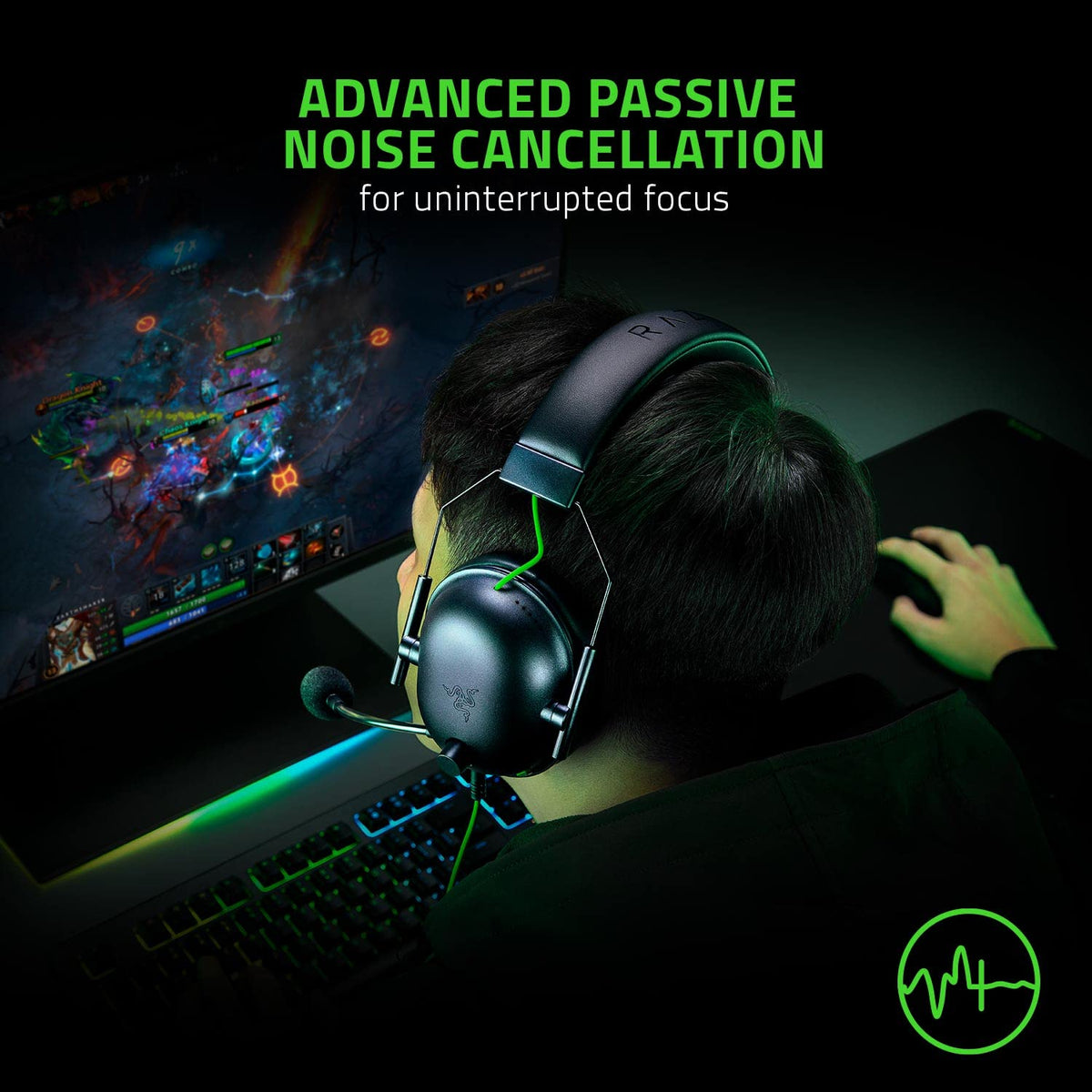 Razer BlackShark V2 X Auriculares para juegos con cable USB Esports: sonido envolvente 7.1,micrófono con cancelación de ruido, color negro (Reacondicionado)