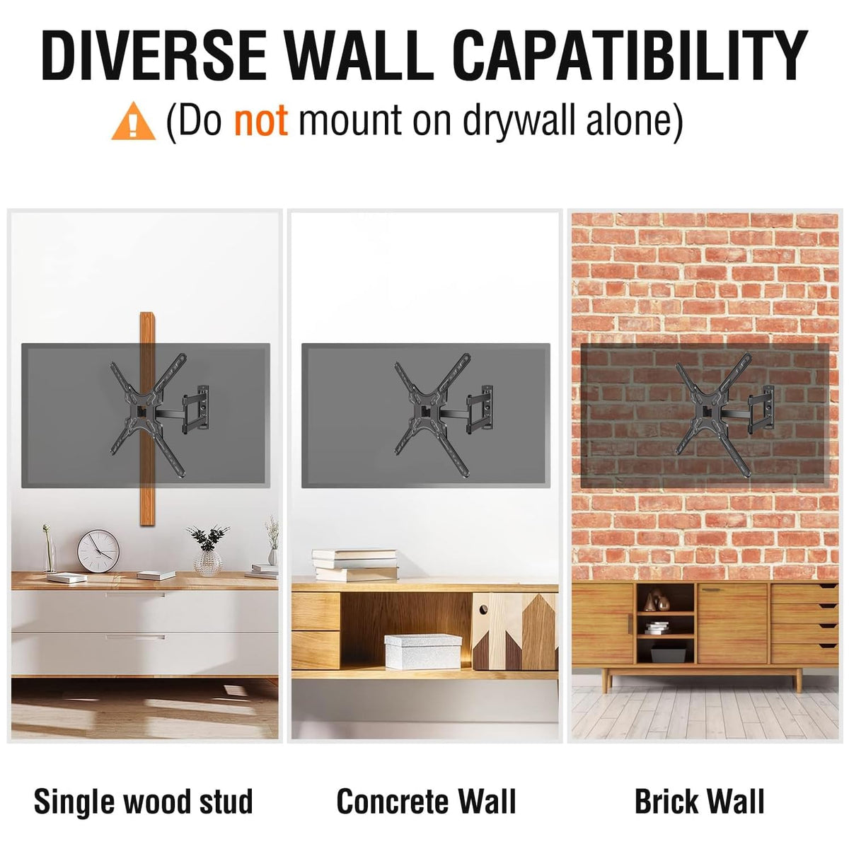 ZENSUKYE Soporte de Pared de TV Giratorio y Inclinable, Soporte TV de Pared Pantallas de 14-60 Pulgadas, Soporte Monitor Brazo Extensible 150-450mm, Carga hasta 30kg, MAX VESA 400x400mm