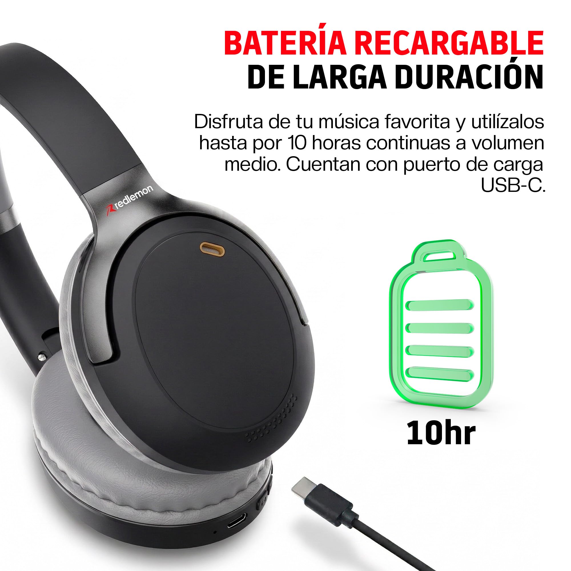 Redlemon Audífonos Bluetooth Inalámbricos de Diadema Sonido HD Plegables