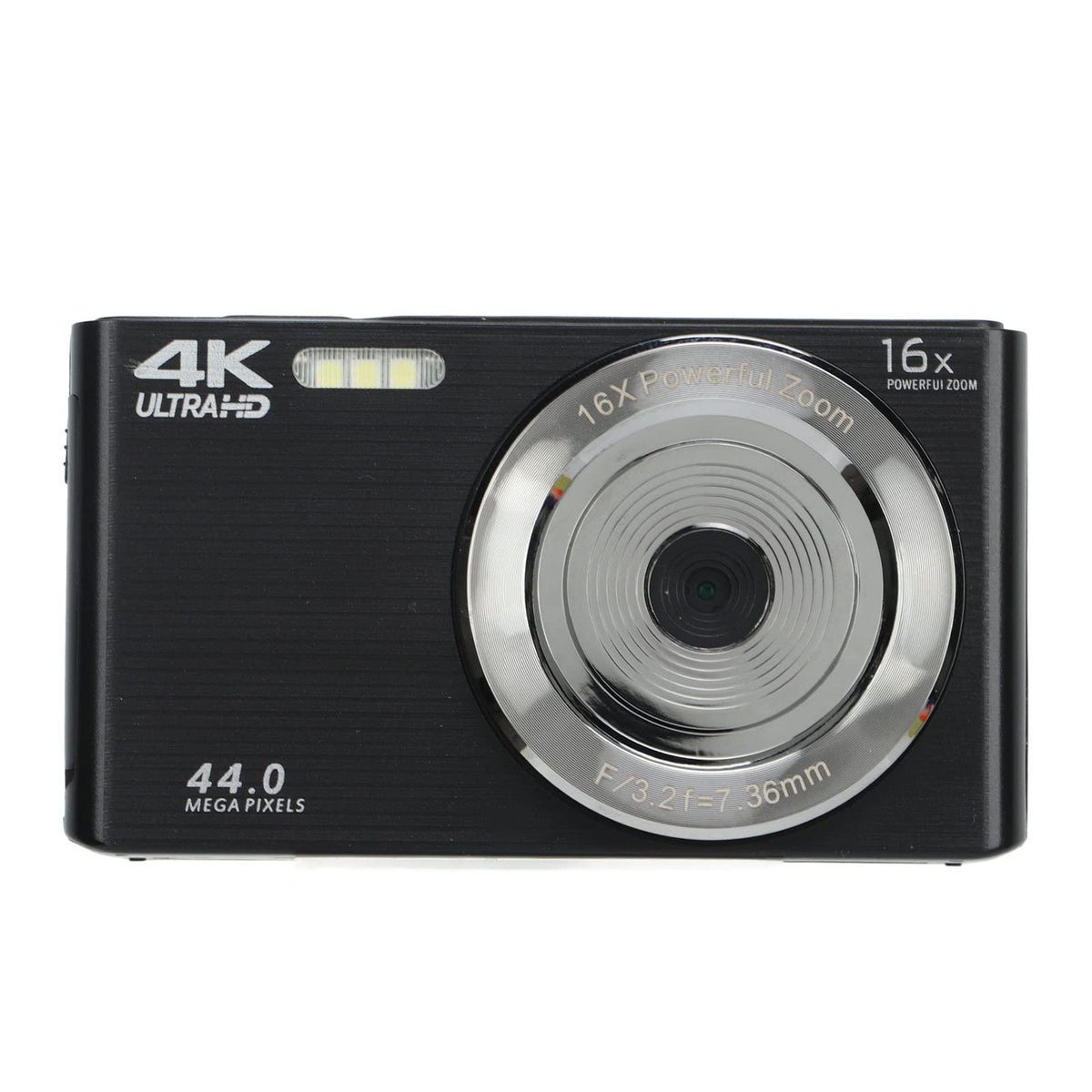 Cámara Digital, Cámara de Vídeo FHD 4K con Zoom Digital de 16X, Cámara de Vídeo de Pantalla de 2,8 Pulgadas de 44MP, Cámara para Niños Principiantes y Adolescentes (Negro)