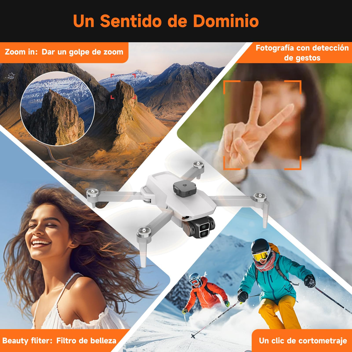 JCMO Mini Dron con Cámara 4K, Plegable RC Dron con Motor sin Escobillas con 2 Baterías, Drones con Camara 4k Oferta para Principiantes y Adolescentes (Blanco)