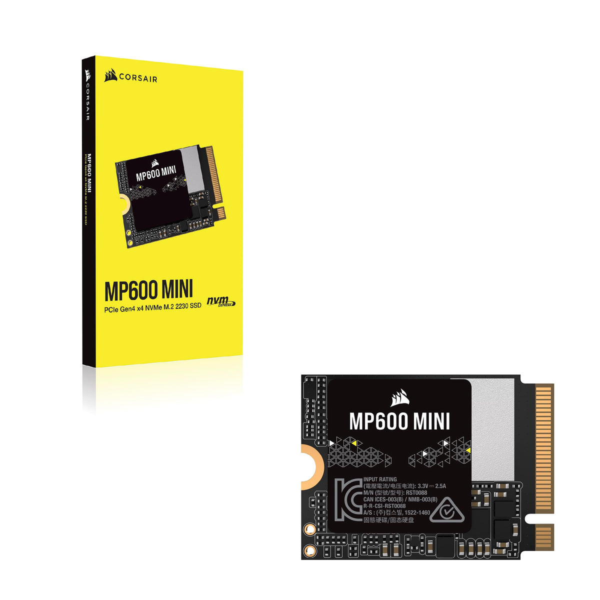 Corsair MP600 Mini 2TB M.2 NVMe PCIe x4 Gen4 SSD – M.2 2230 – Up to 7,000MB/sec Sequential Read – High-Density 3D TLC NAND – Great for Steam Deck and Microsoft Surface – Black