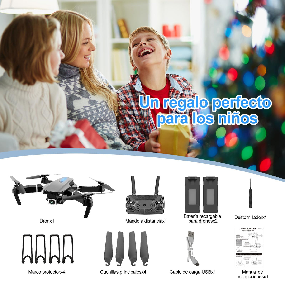 Ourlife Mini Drone con Cámara 4K Dual Hd, Drone Control Remoto Posibilidad de Giro de 360°, Drones Antisísmicos Rastrear El Vuelo de 100 Metros, Dron con Camara para Adolescentes Principiantes Regalo