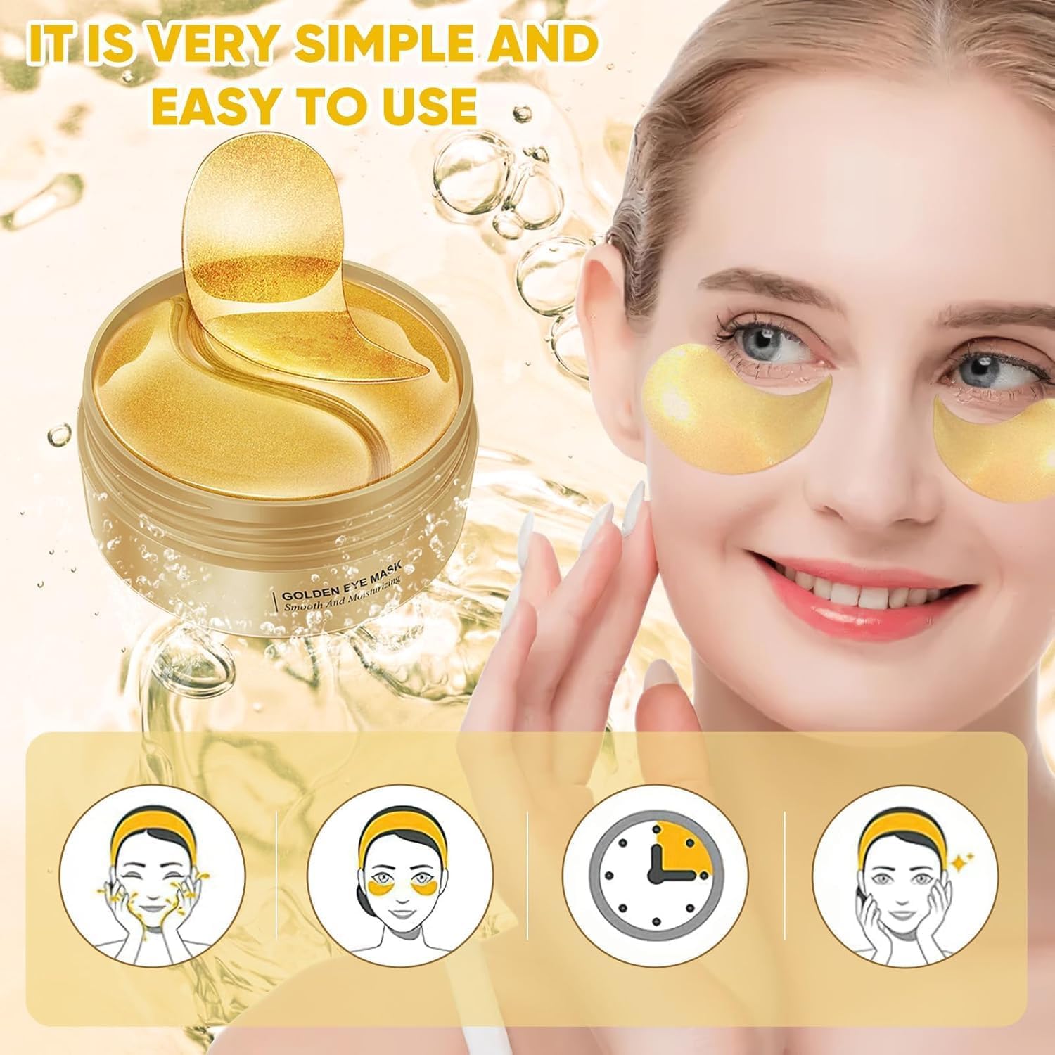 Parches para Ojos Máscaras de Ojos de Oro 24K - 32 Pares