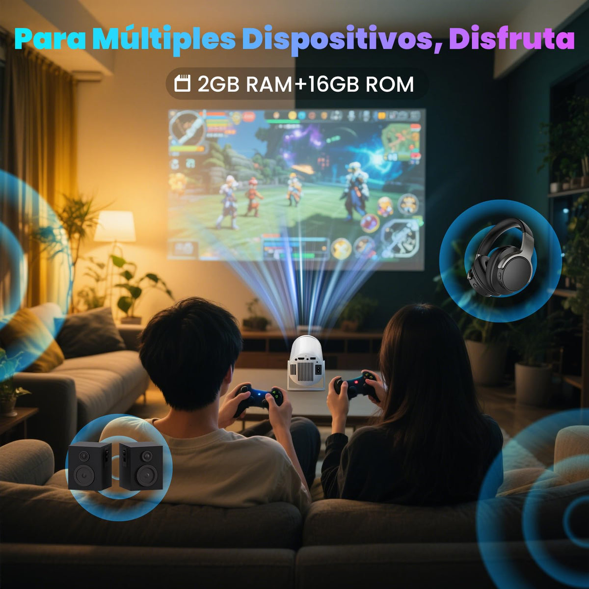 Proyector Portatil, Android 13, 250ANSI/10000 lúmenes, WiFi 6 y BT 5.4